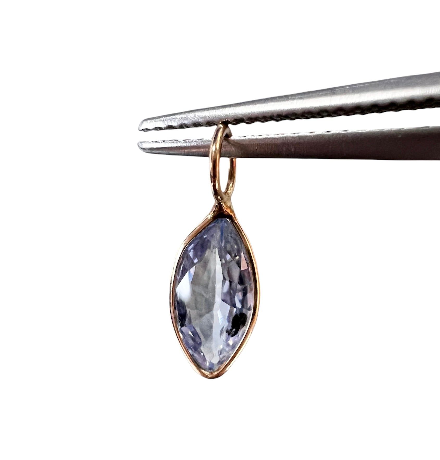 Natural Marquise Sapphire 14K Yellow Gold Pendant Charm 15x5mm