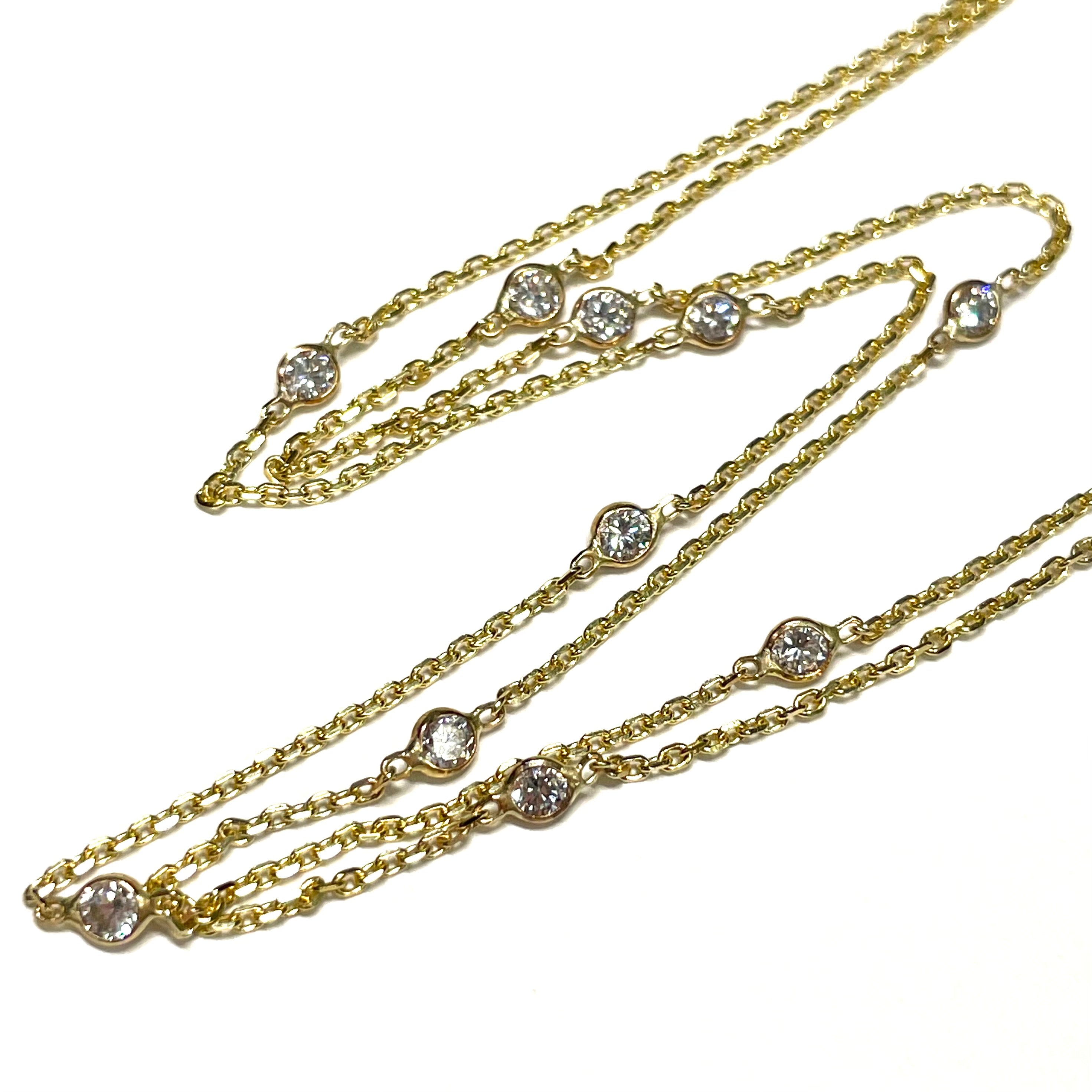 1CTW Diamonds By The Yard 20"-22" 14k Yellow Gold Necklace