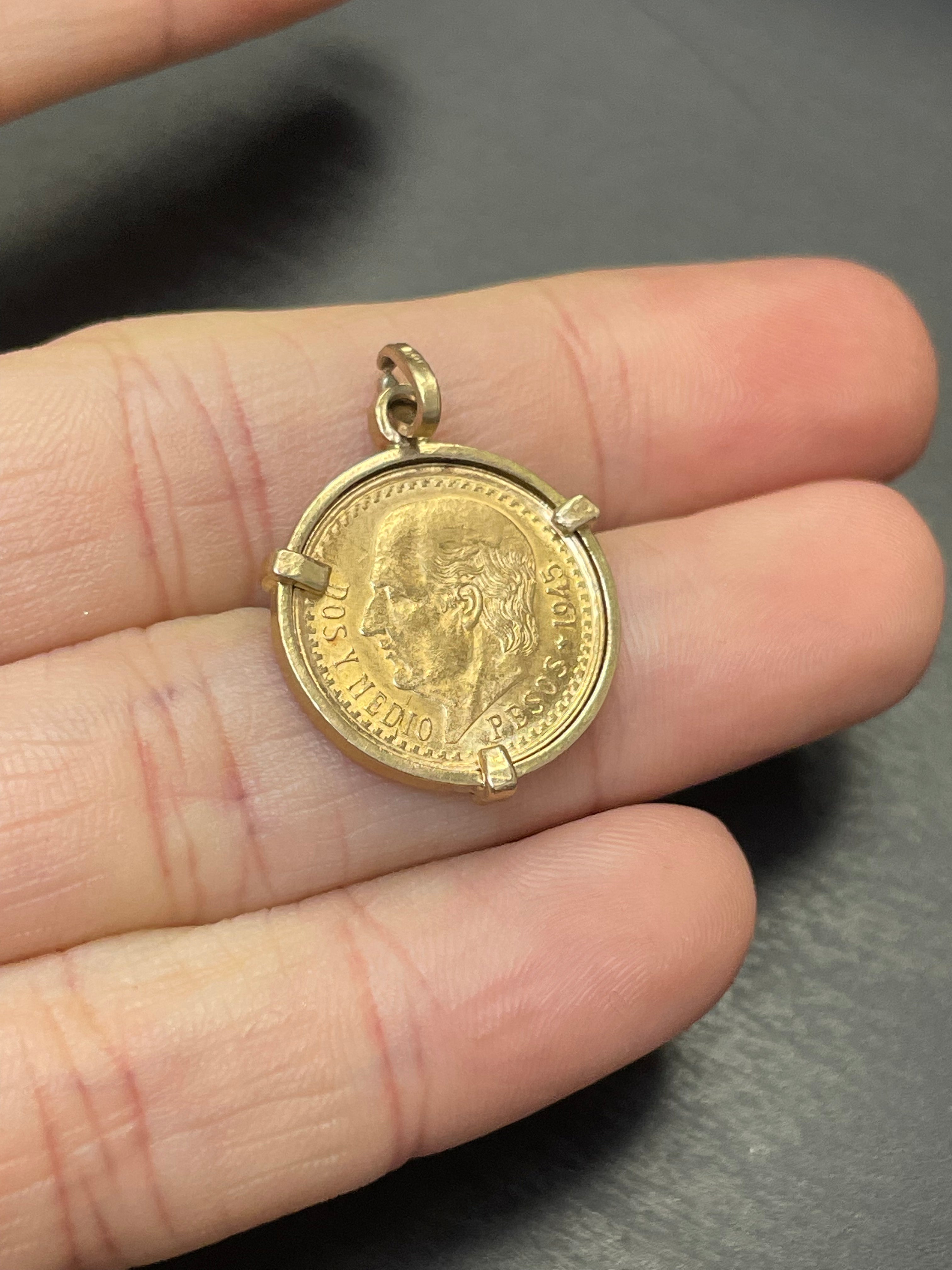 20K Mexican Peso Set in Solid 18K Yellow Gold