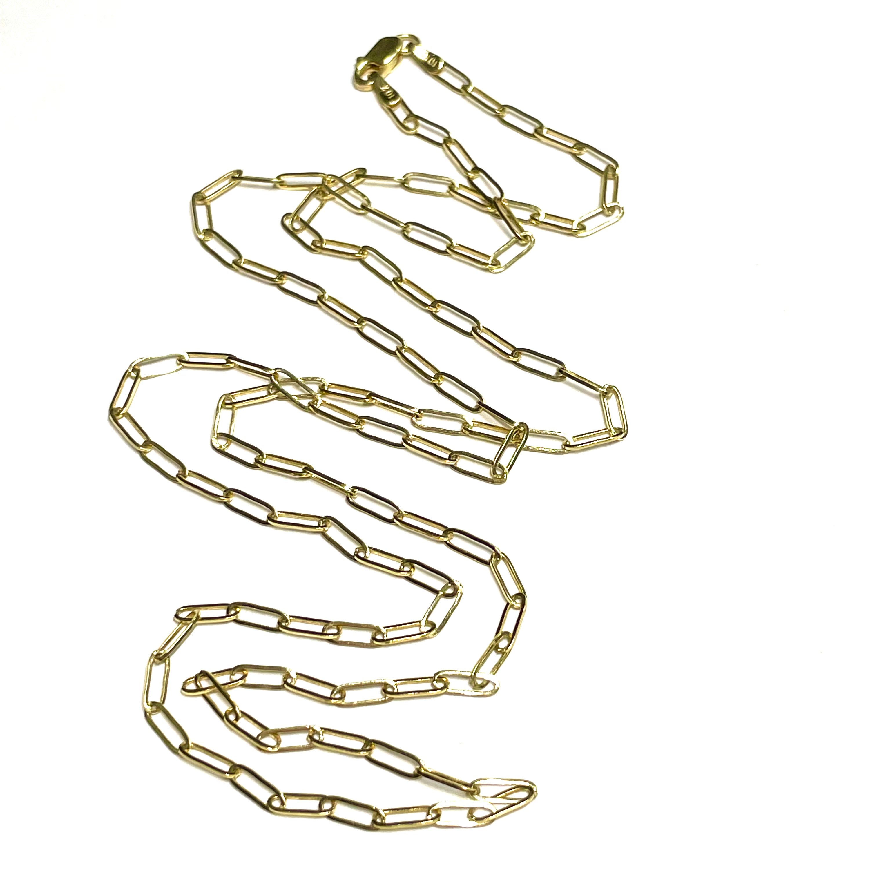 Paper Clip Chain 24” 6x2mm 10k Yellow Gold