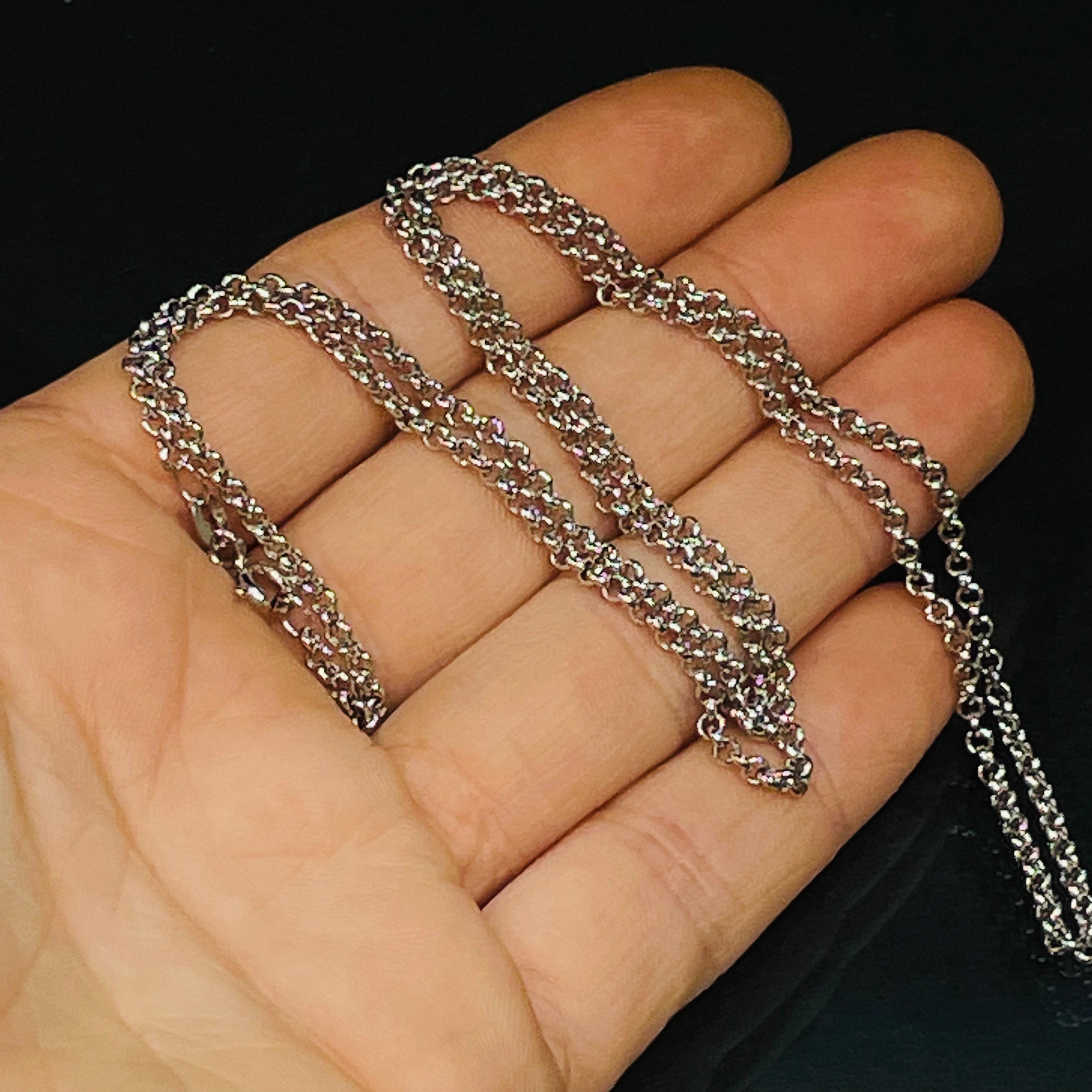 2mm 14K White Gold Rolo Link Chain