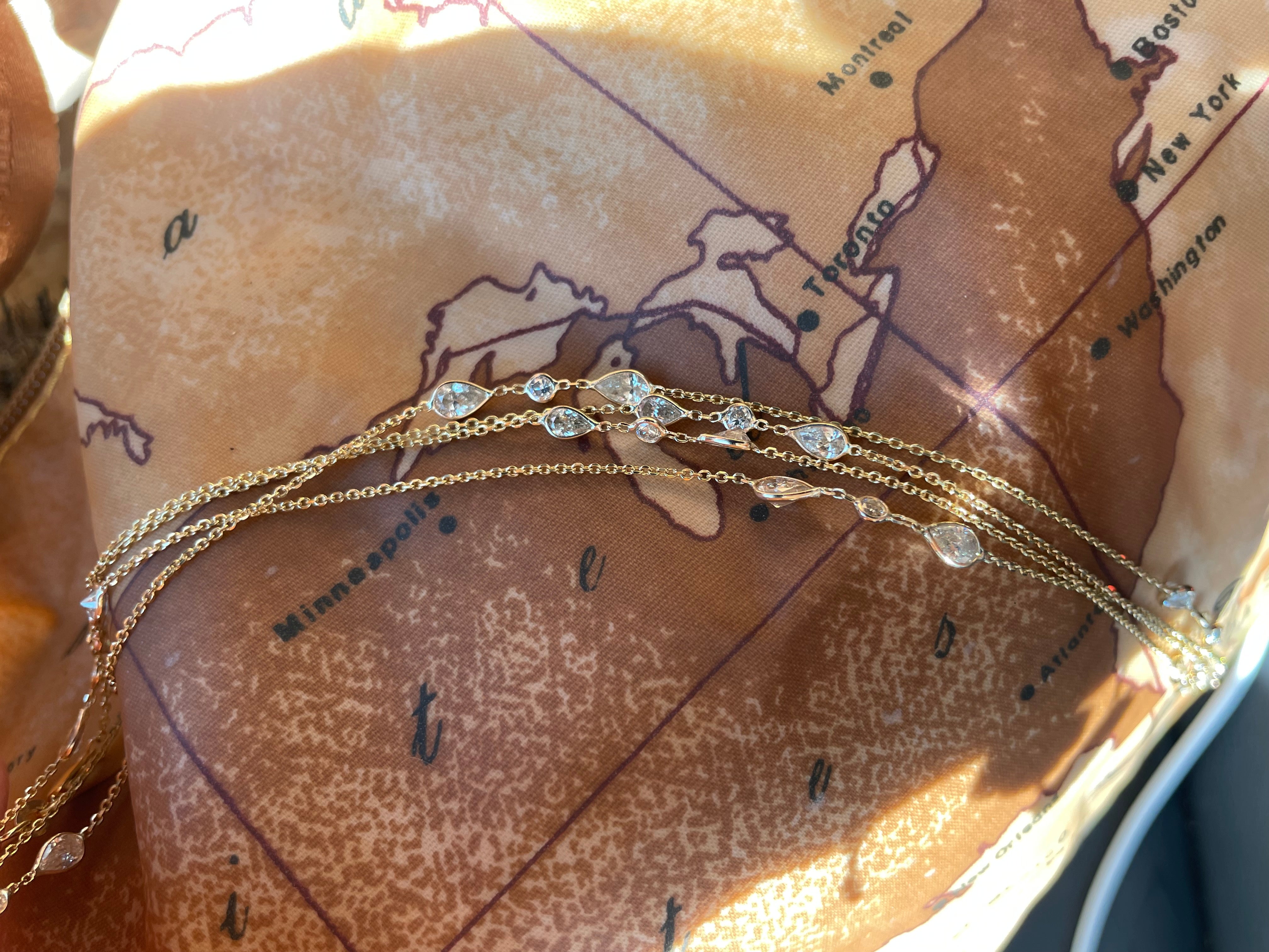 6.5CTW 20" 14K Yellow Gold Station Necklace