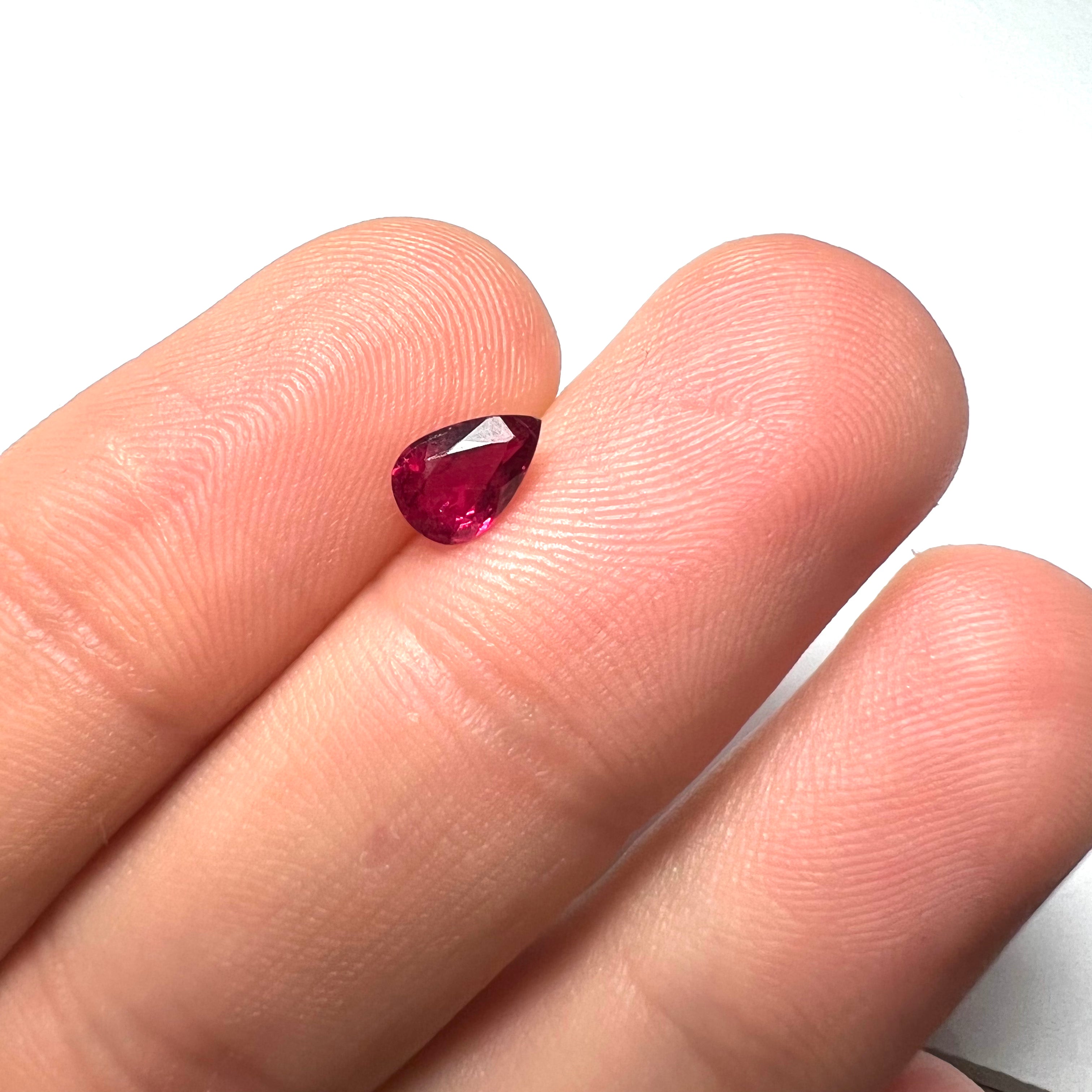 .74CT Loose Natural Pear Ruby 7x5x2.5mm Earth mined Gemstone