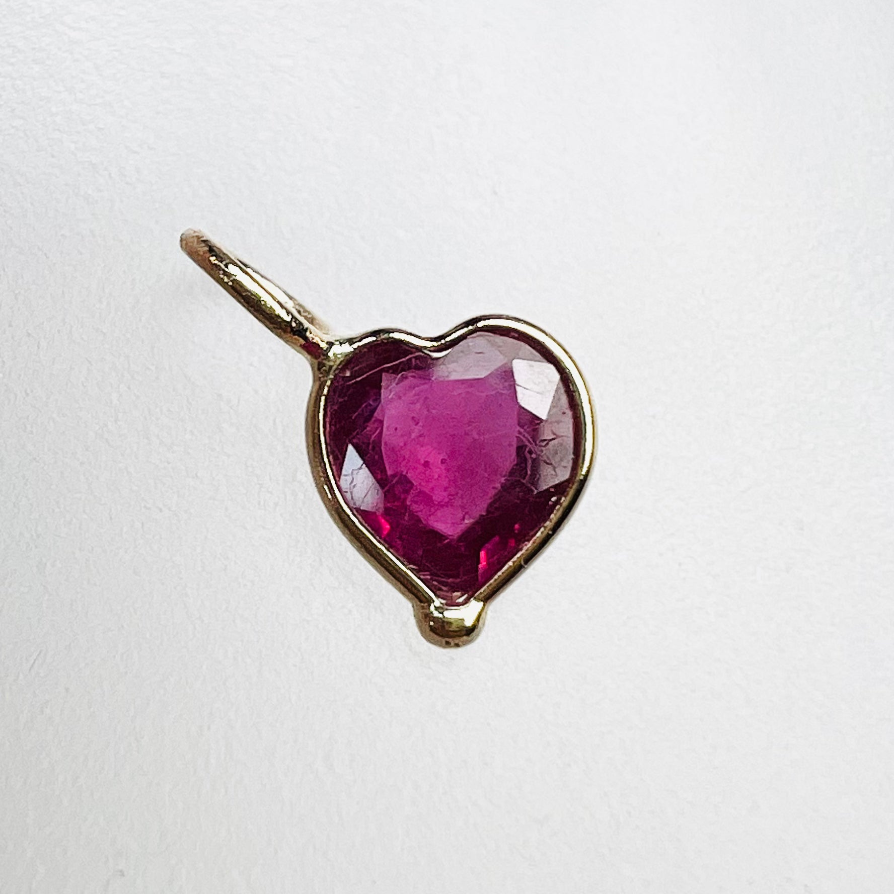 1.03CT Natural Ruby Heart 14K Yellow Gold Pendant Charm 10x6mm