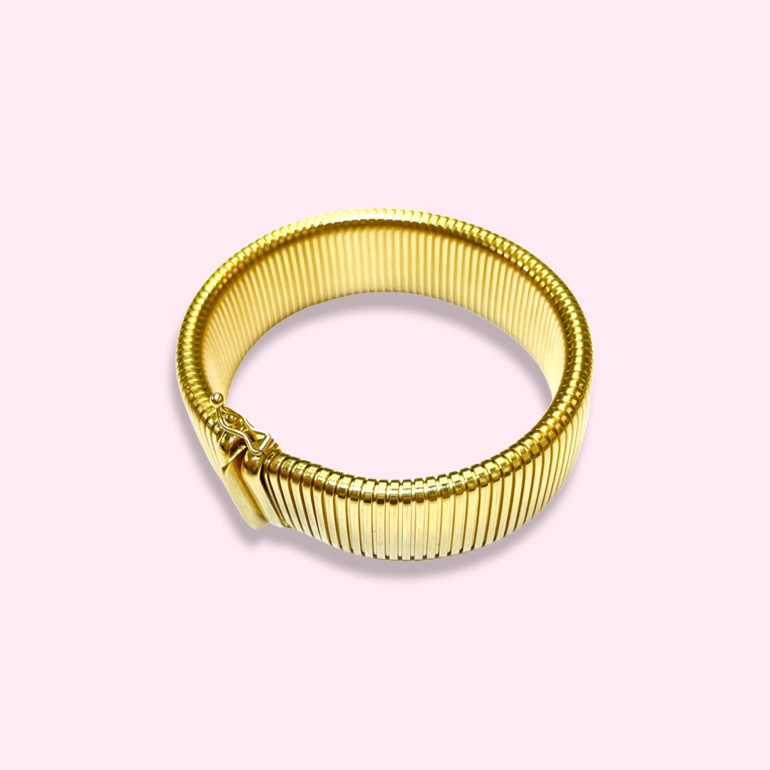 14K Yellow Gold 15mm 7” Tubogas Bracelet