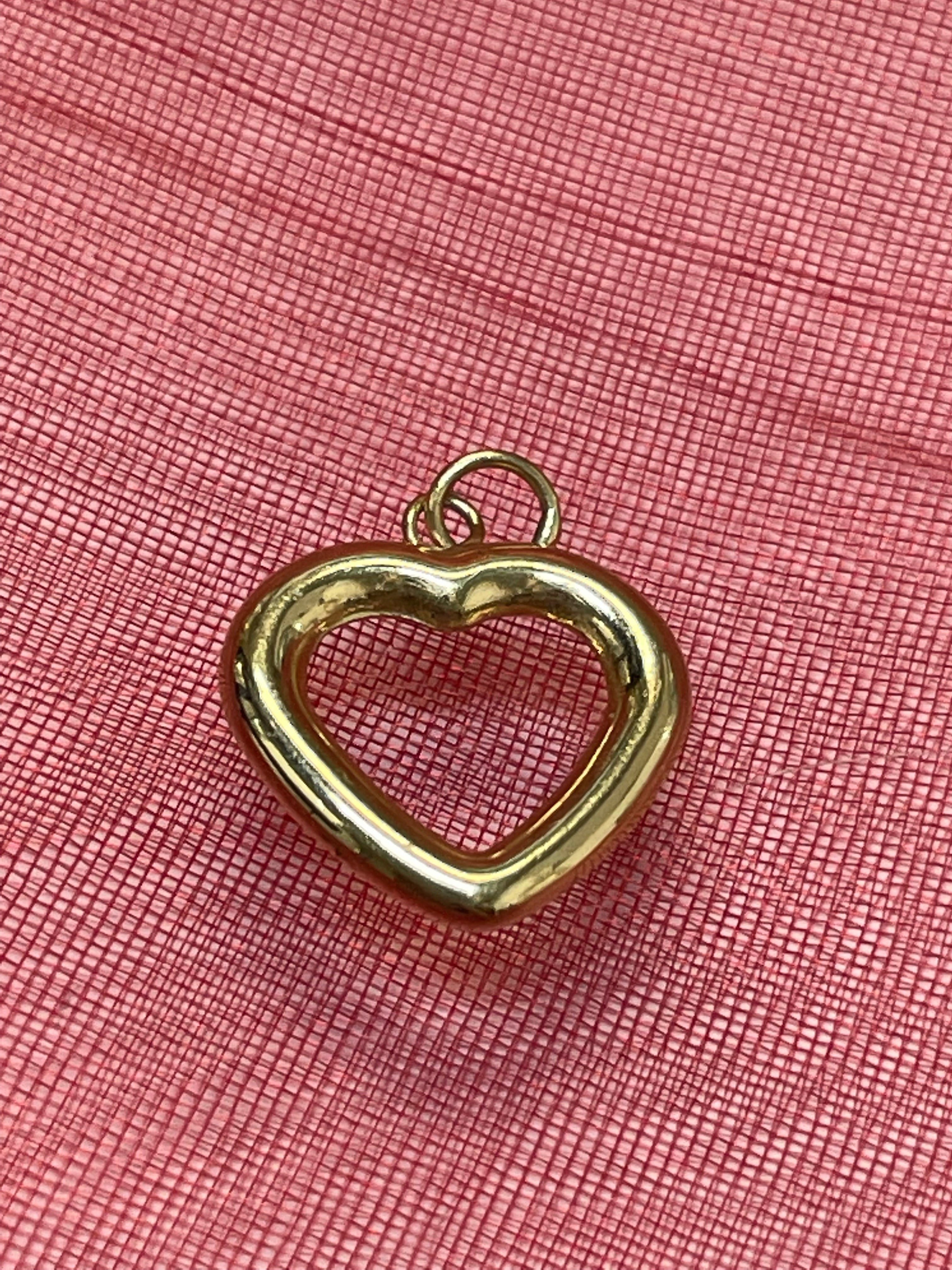 14K Yellow Gold Puffy Heart Pendant Charm