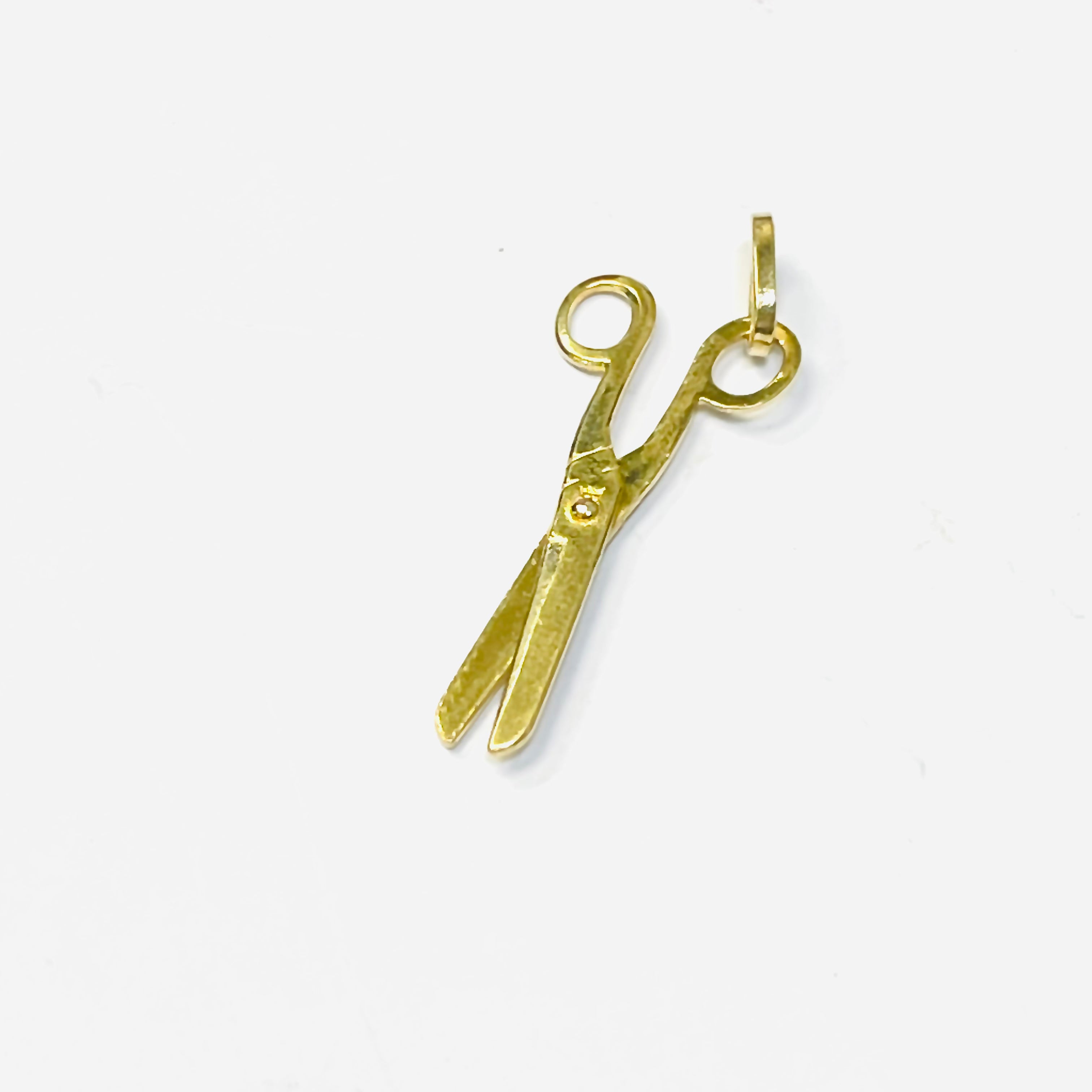 14K Yellow Gold Scissor Charm Pendant