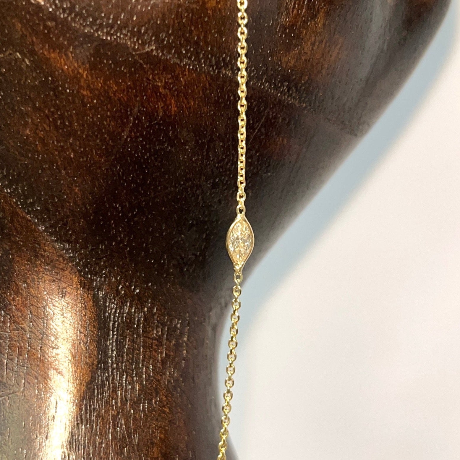 Marquise Diamond Hand Chain in solid 14k Yellow Gold