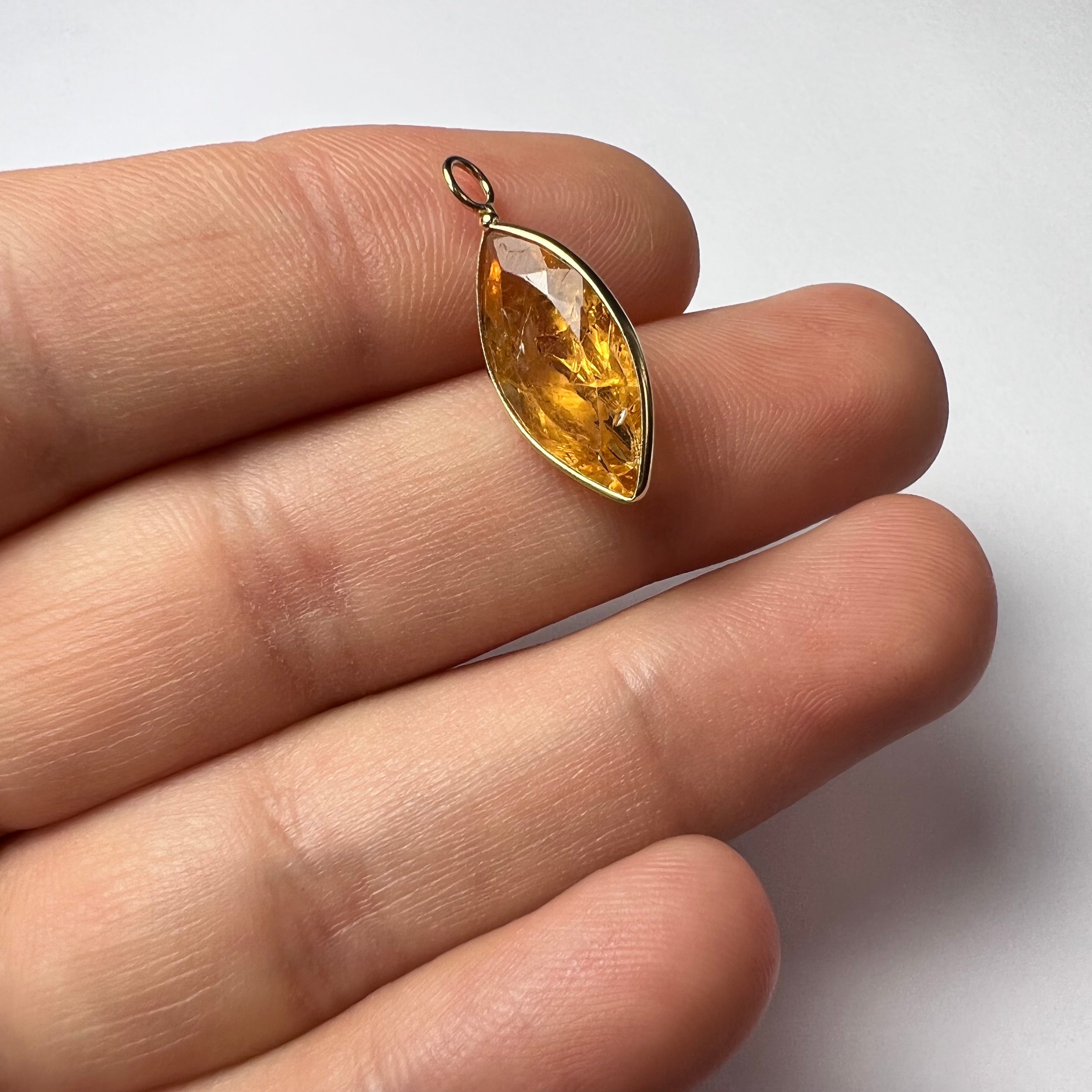 Natural Marquise Imperial Pear Topaz 14K Yellow Gold 20x9mm