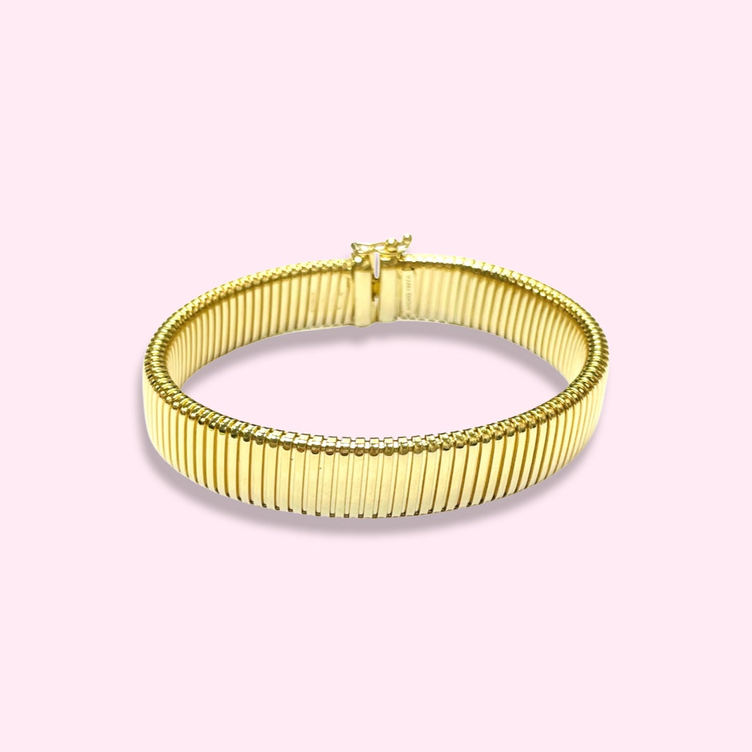 14K Yellow Gold 11mm 7”Tubogas Bracelet