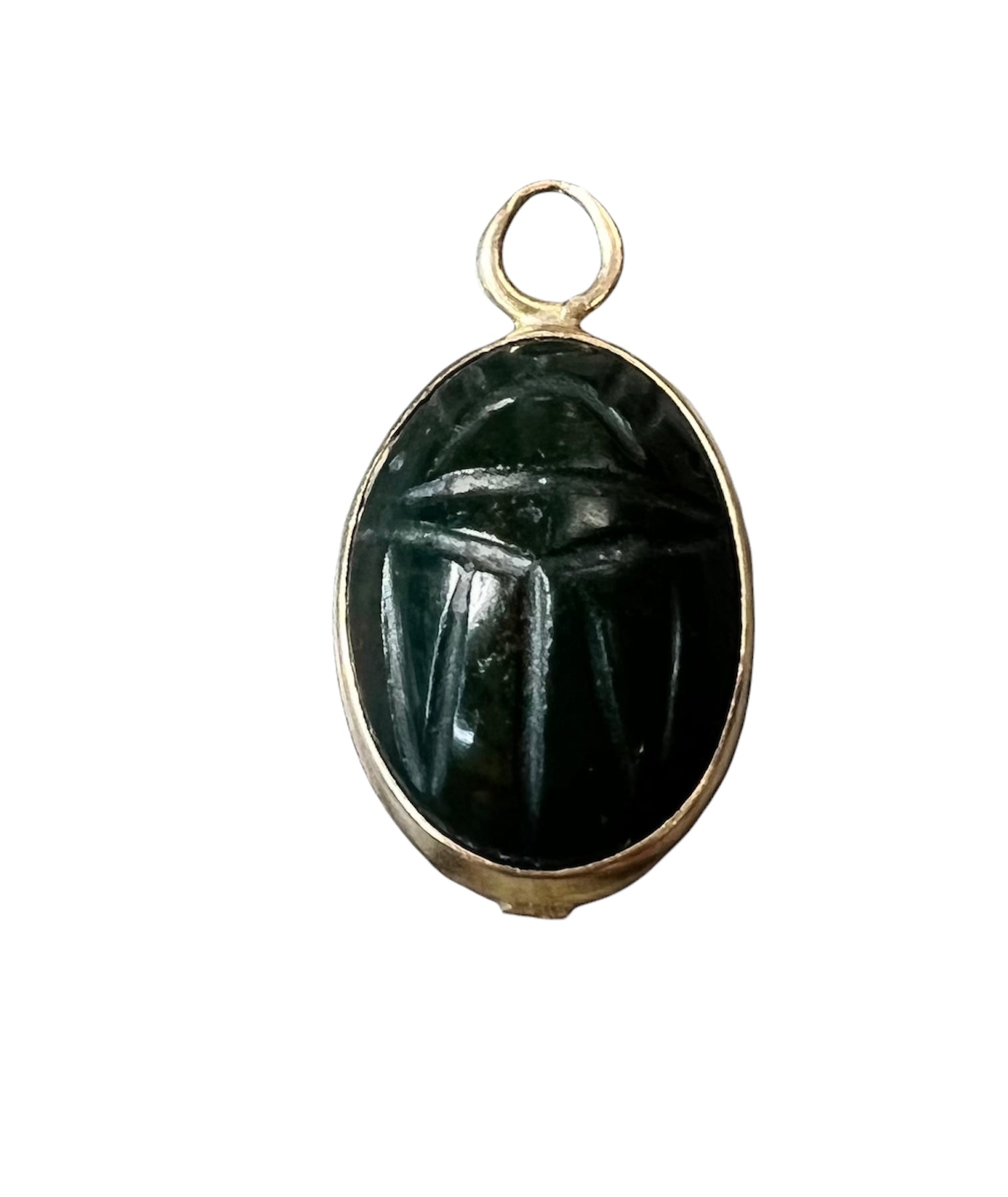 Natural Oval Blood Stone 14K Yellow Gold Charm Pendant 19x10mm