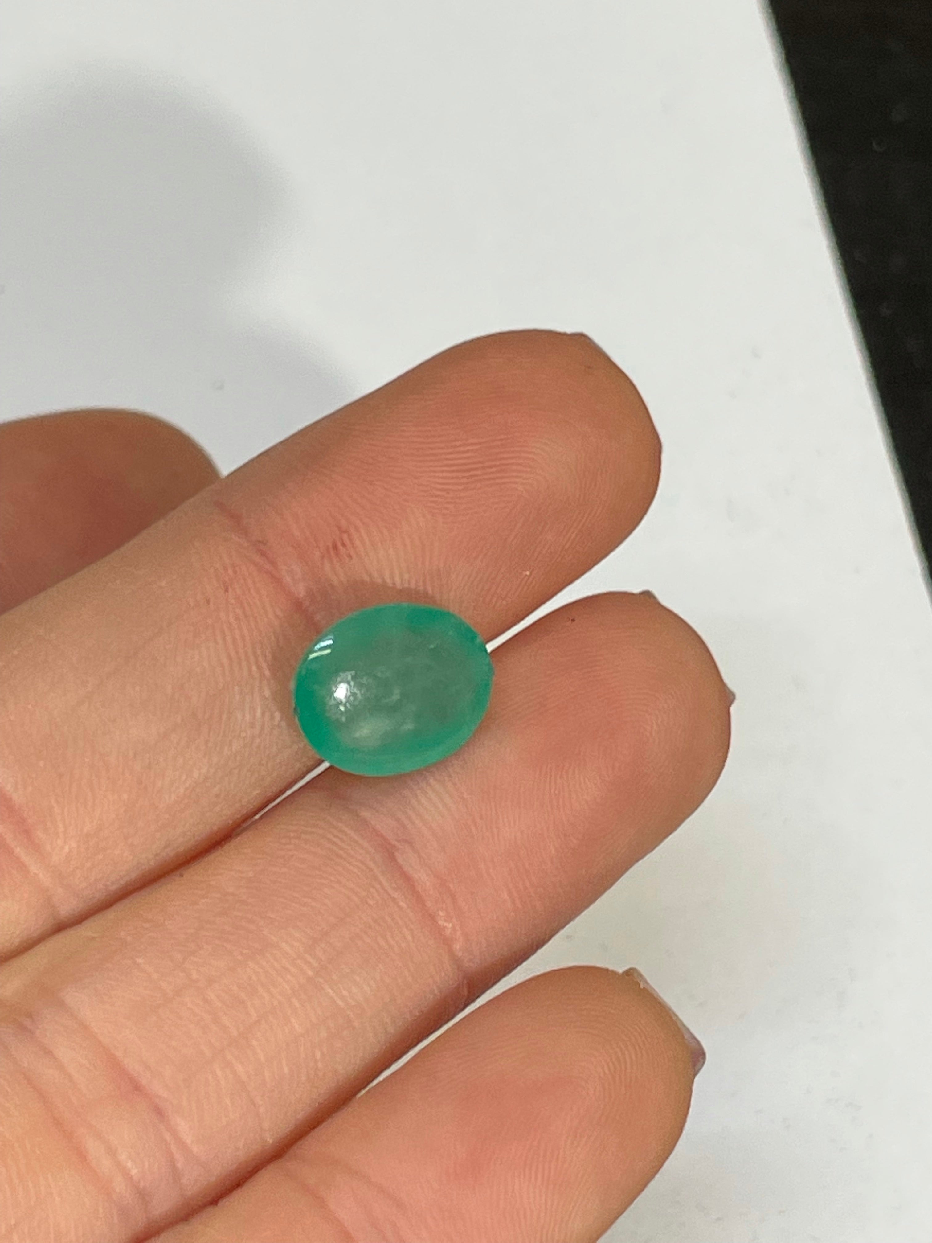 3.32CT Natural Emerald Loose Oval Cabochon 11x9mm