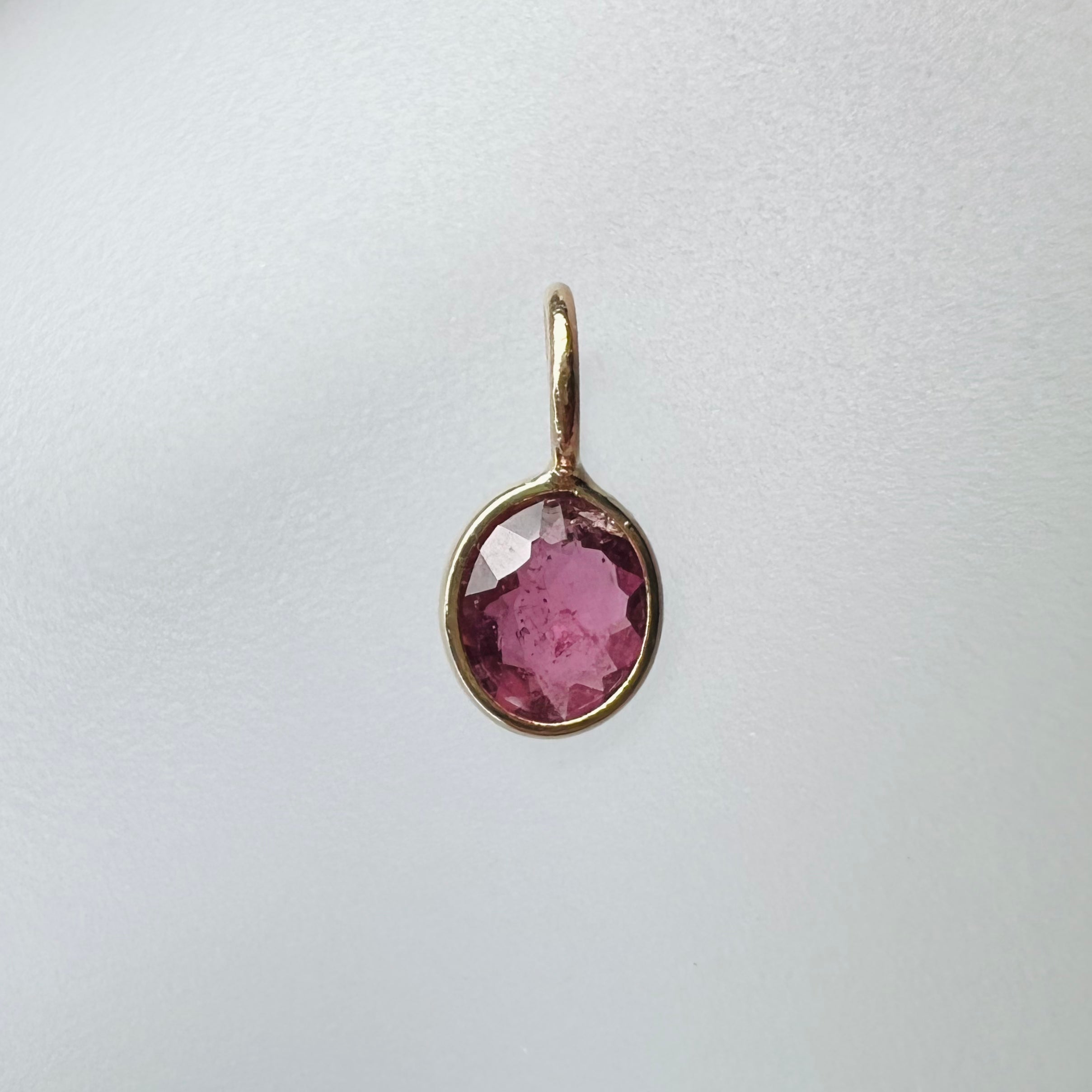 .40CT Natural Oval Ruby 14K Yellow Gold Pendant Charm 10x5mm