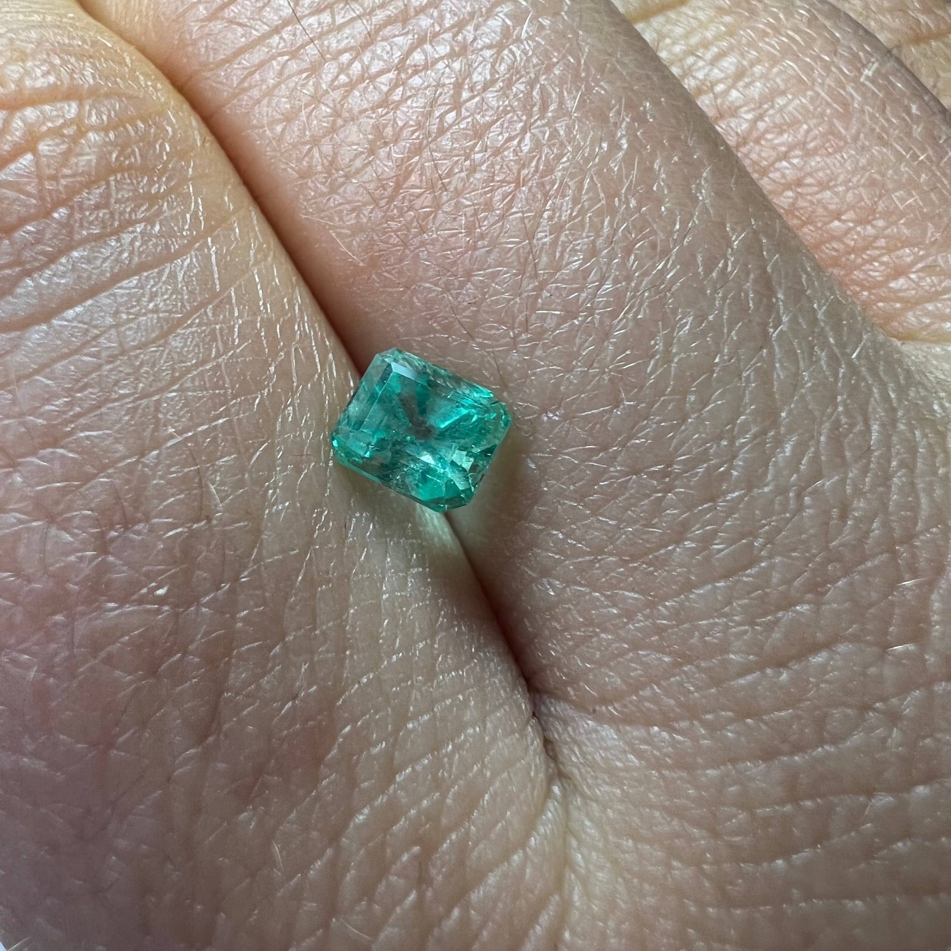 .68CT Loose Colombian Emerald Emerald Cut 5.10x4.35x4.38mm Earth mined Gemstone