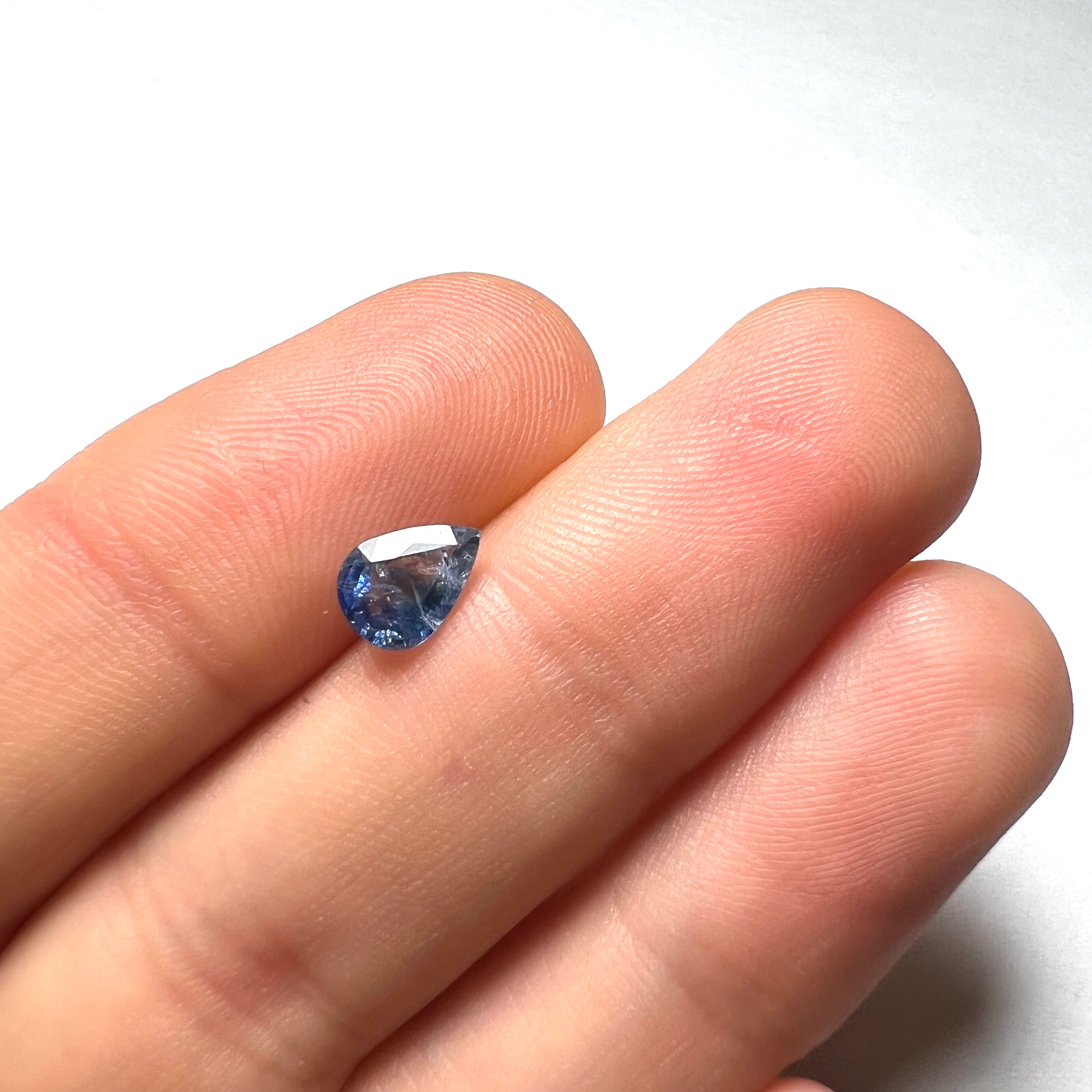 1CTW Loose Blue Pear Sapphire 7.2x5x3mm Earth mined Gemstone