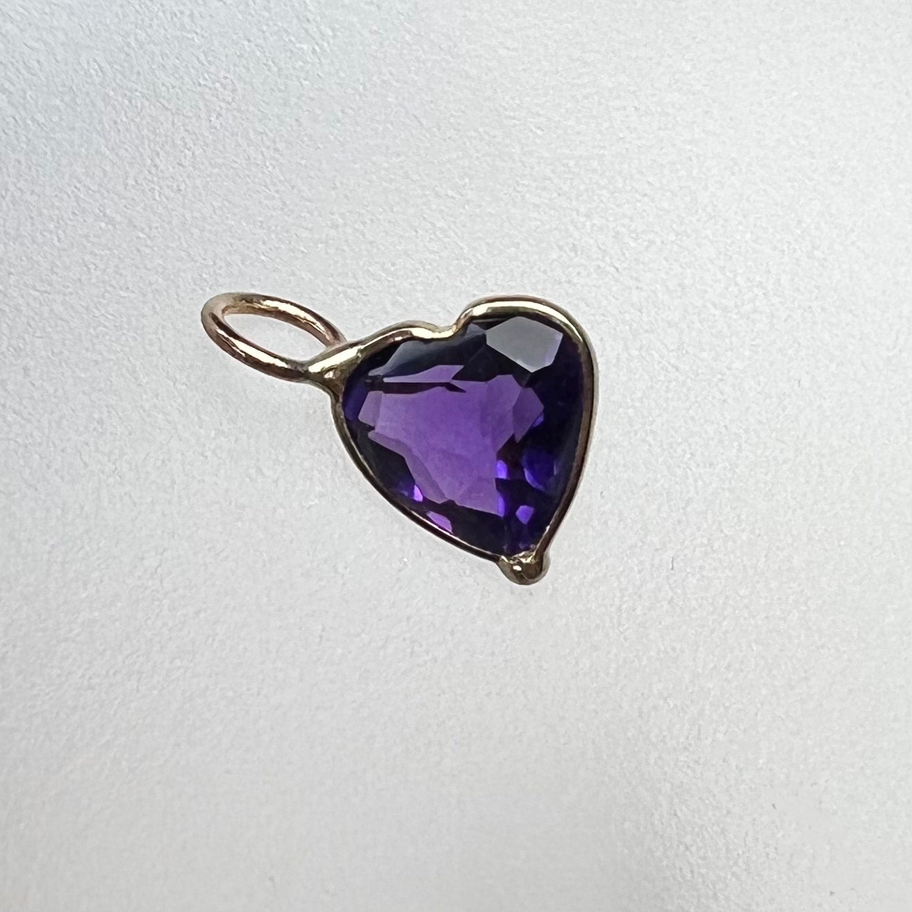 1.2CT Natural Amethyst 14K Yellow Gold Pendant Charm12x7mm