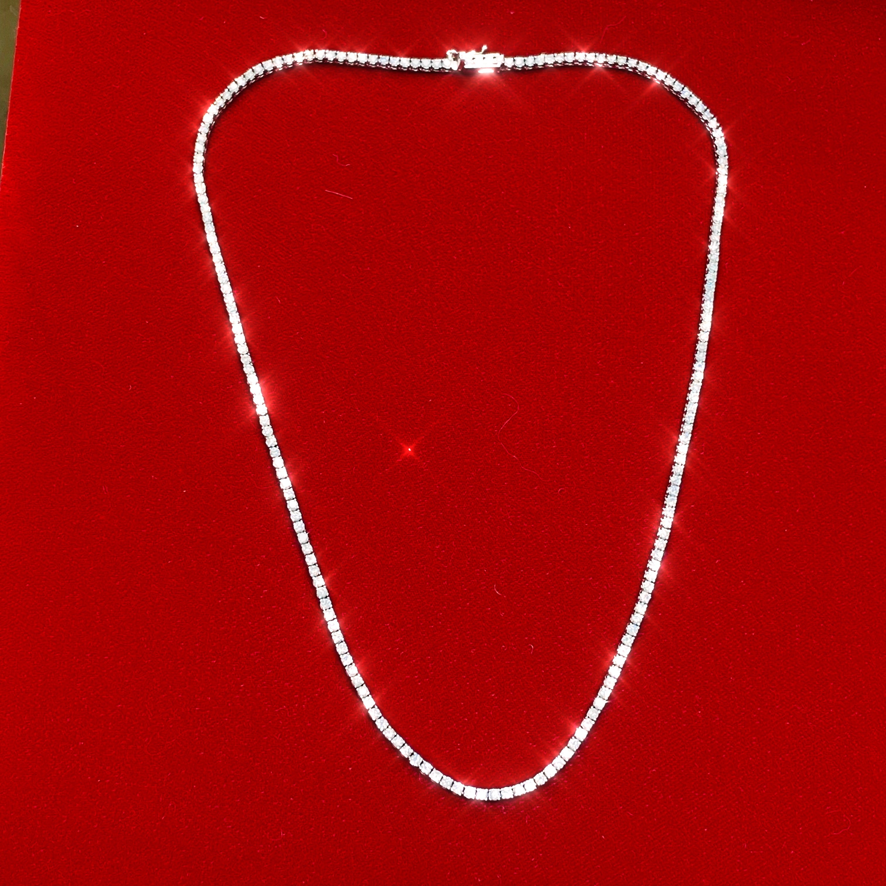 5.71CT Diamond Tennis Necklace 14K White Gold 17”