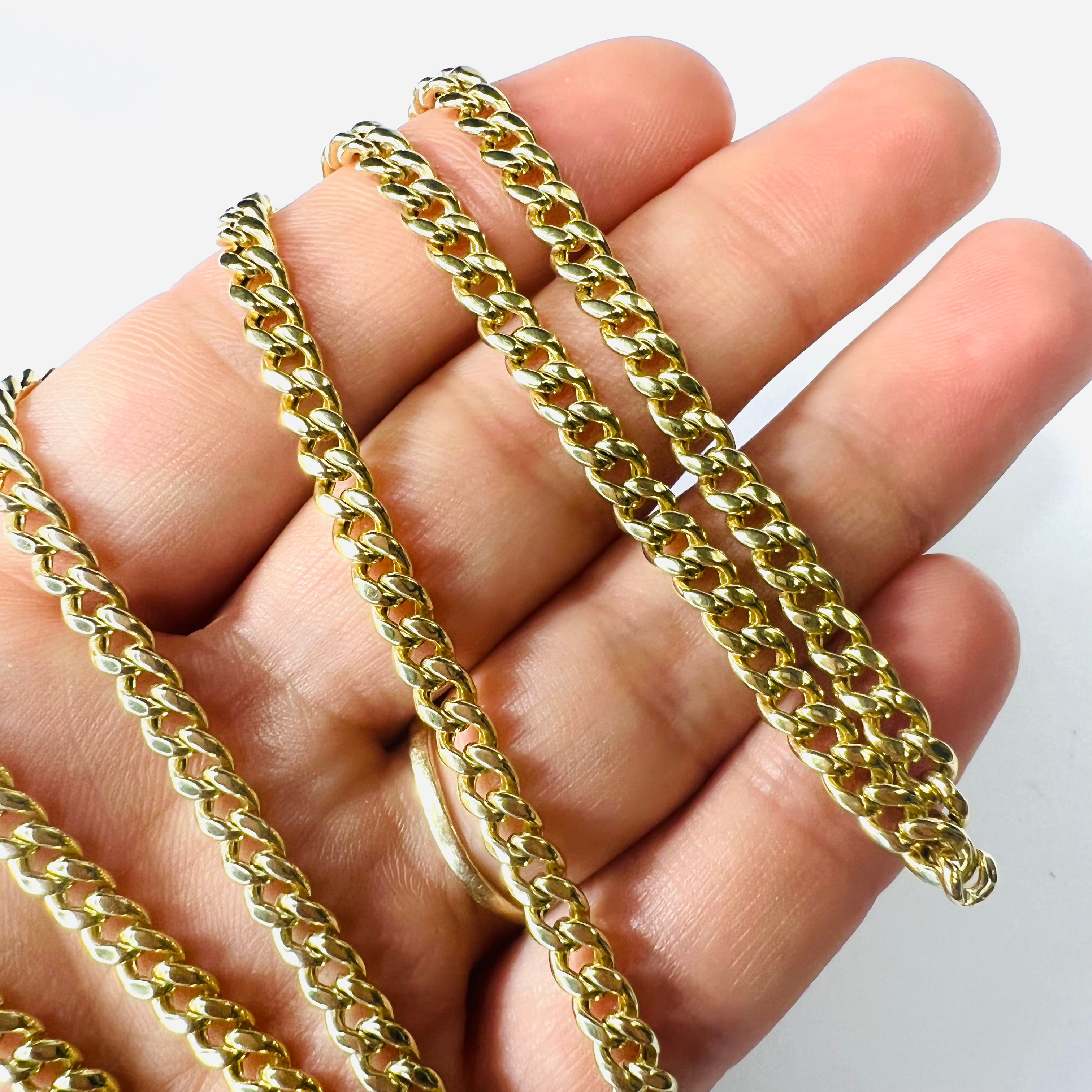 22" 4mm 10K Yellow Gold Curb Chain Necklace