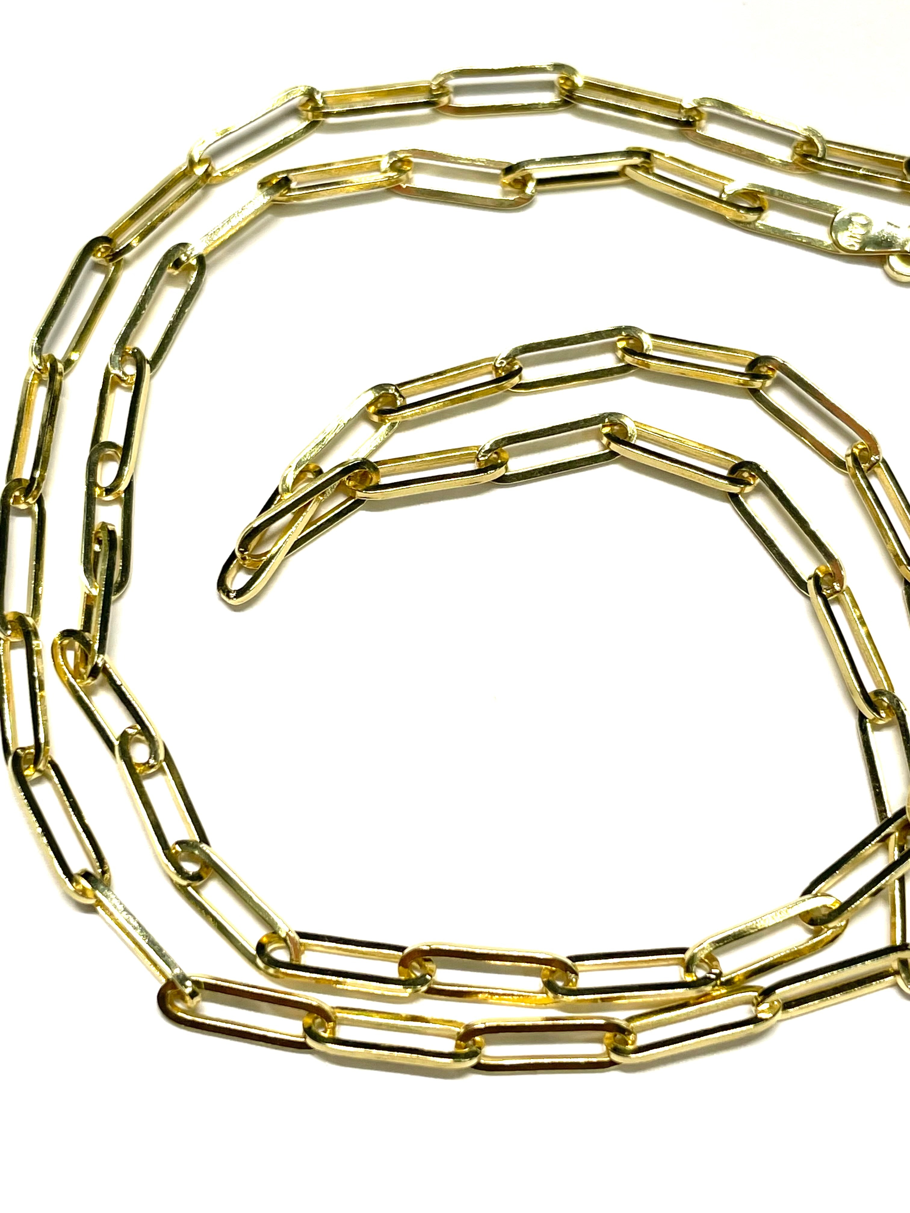 18" 14k Yellow Gold Paper Clip Chain Necklace