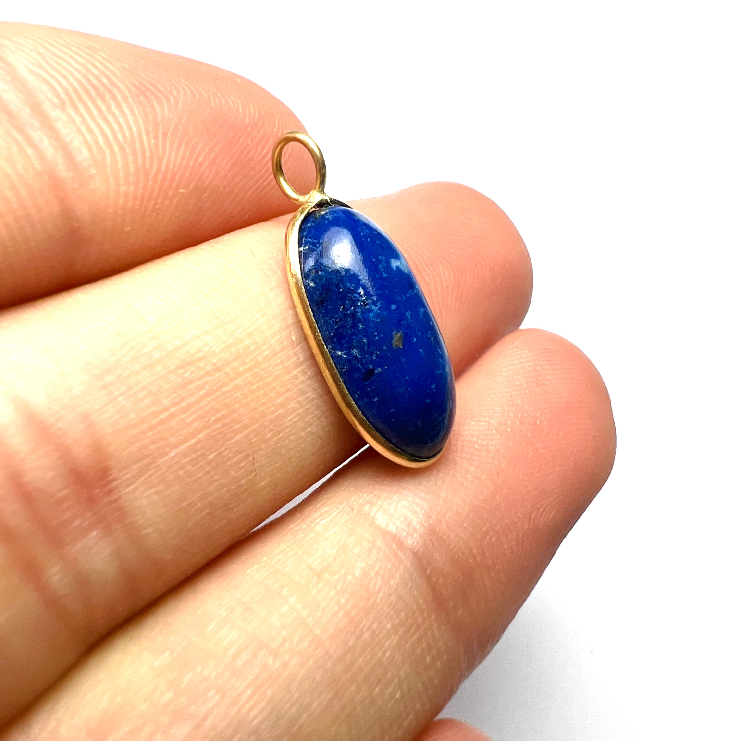 14k Lapis Yellow Gold Pendant Charm 21x9mm