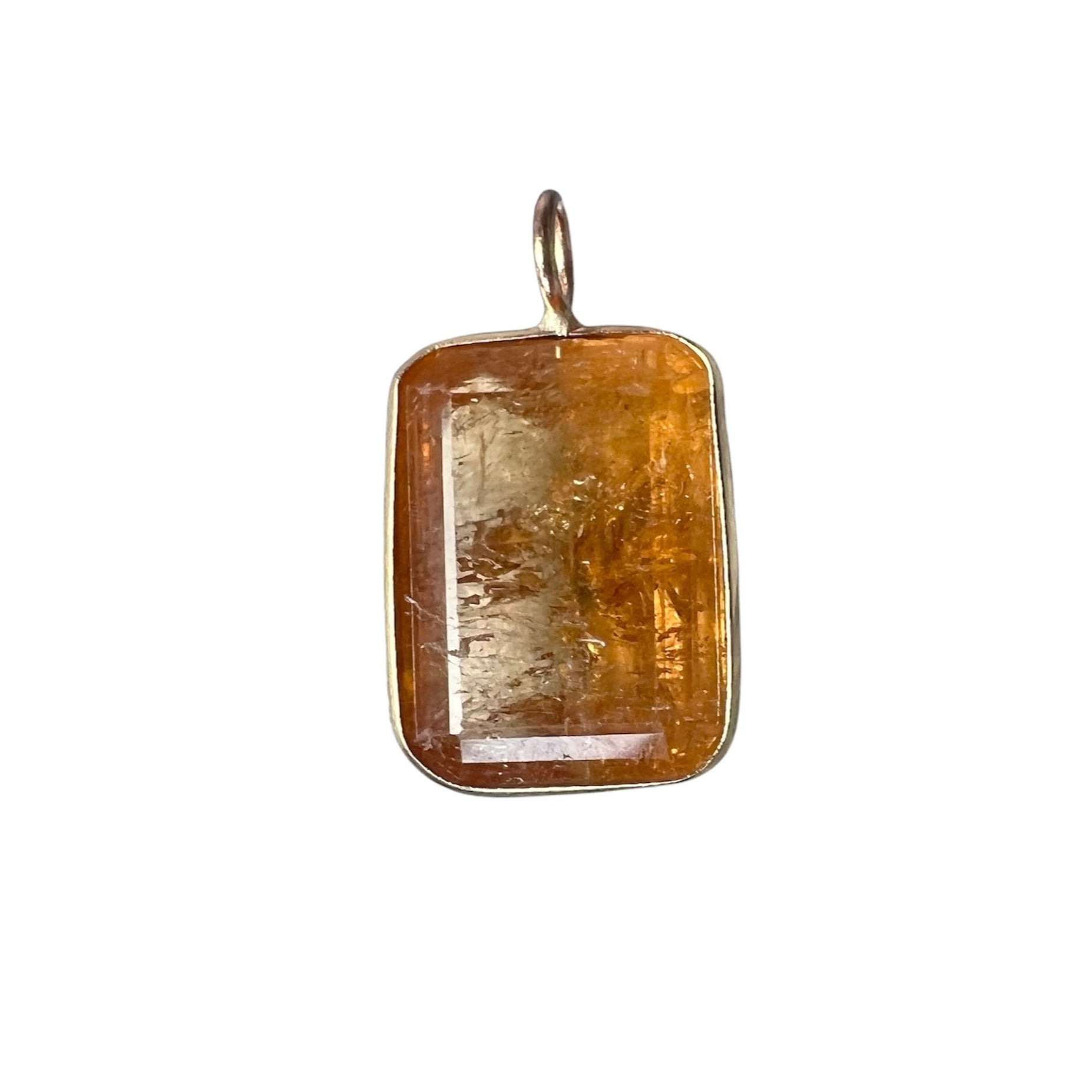 12CT Natural Topaz 14K Yellow Gold Charm Pendant 20x11mm