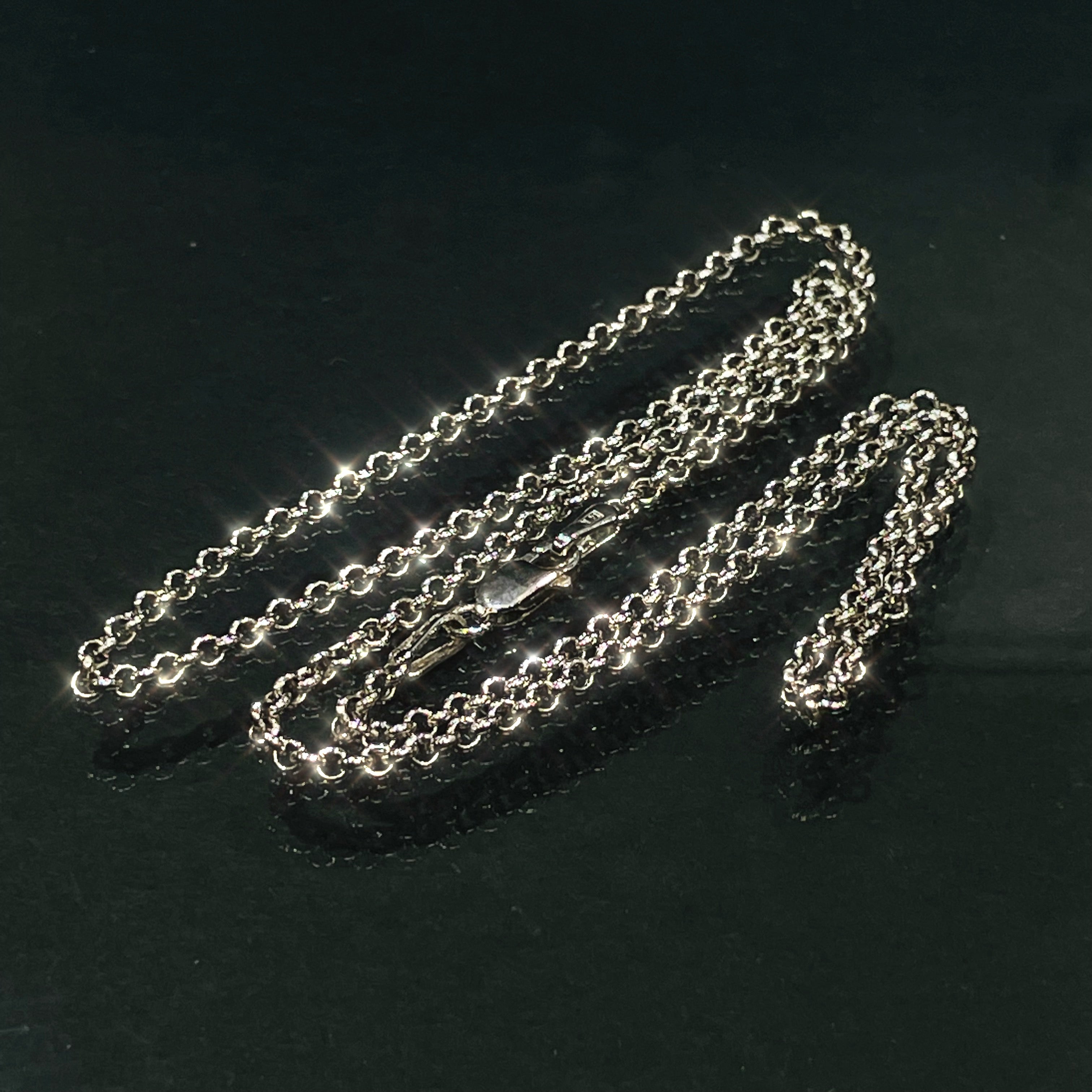 2mm 14K White Gold Rolo Link Chain