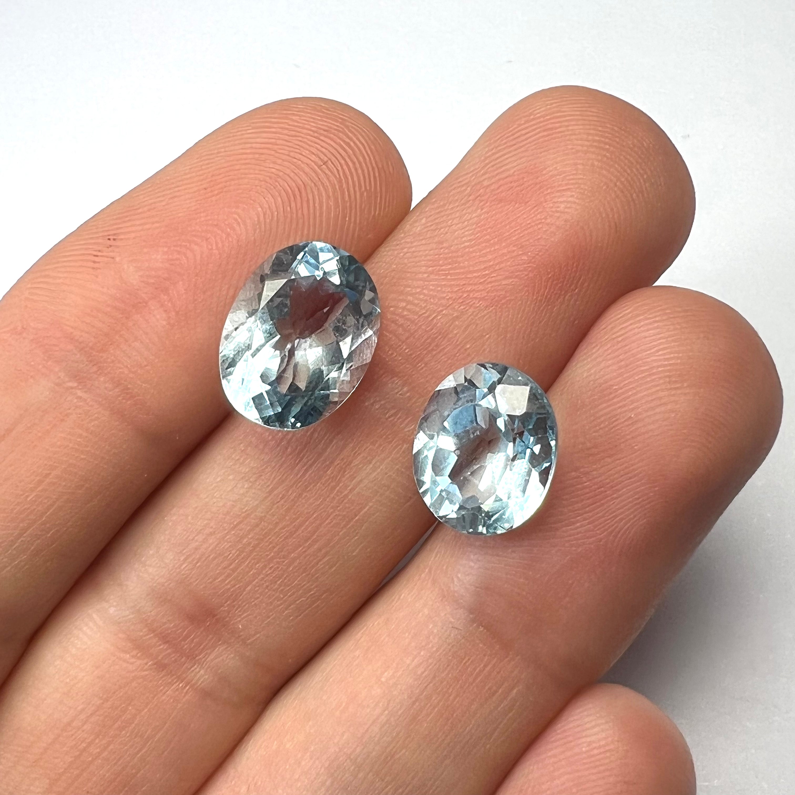 9.97CTW Pair of Loose Natural Oval Cut Topaz 10.95x9.15x6.3mm Earth mined Gemstone