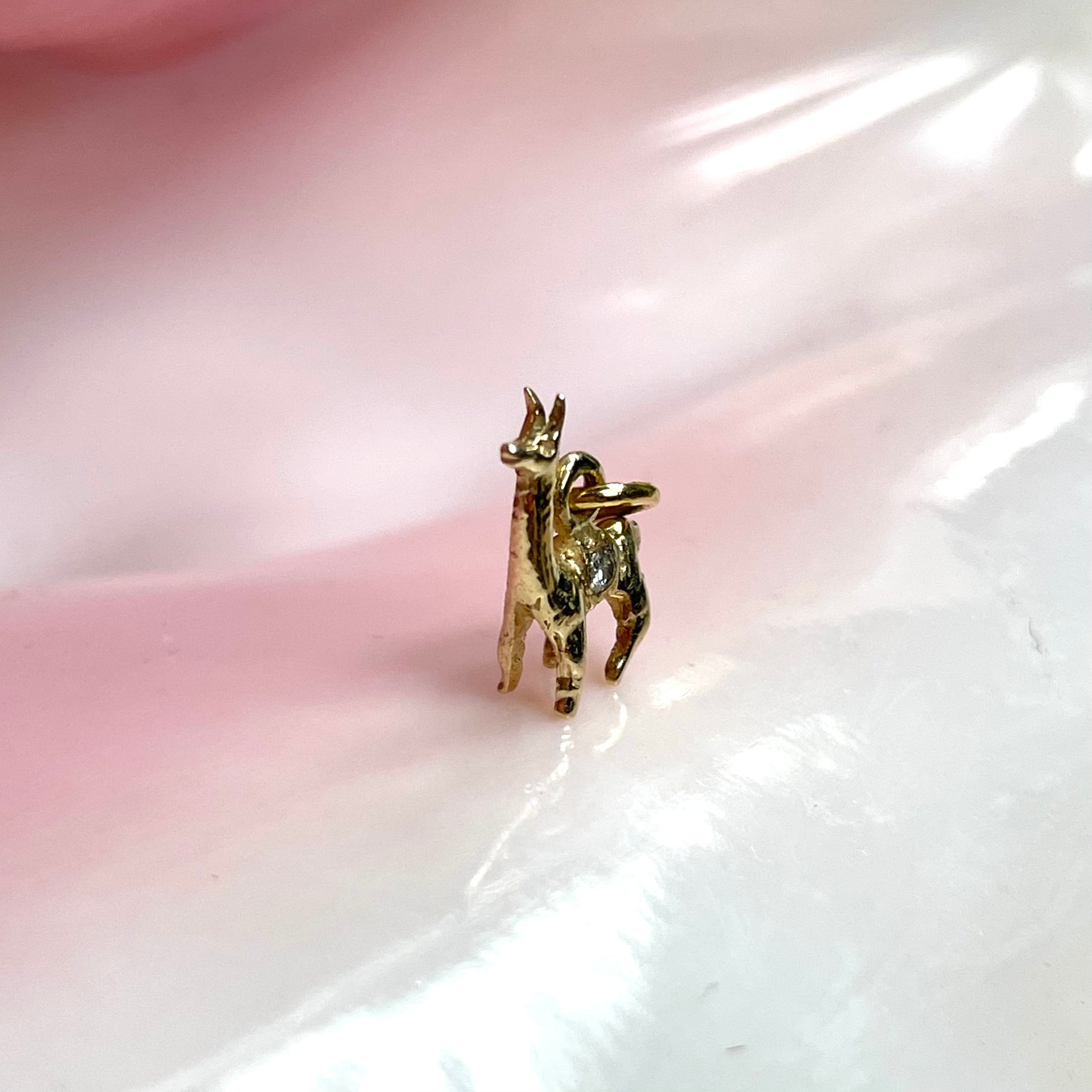 Llama Pendant Charm 18k Yellow Gold