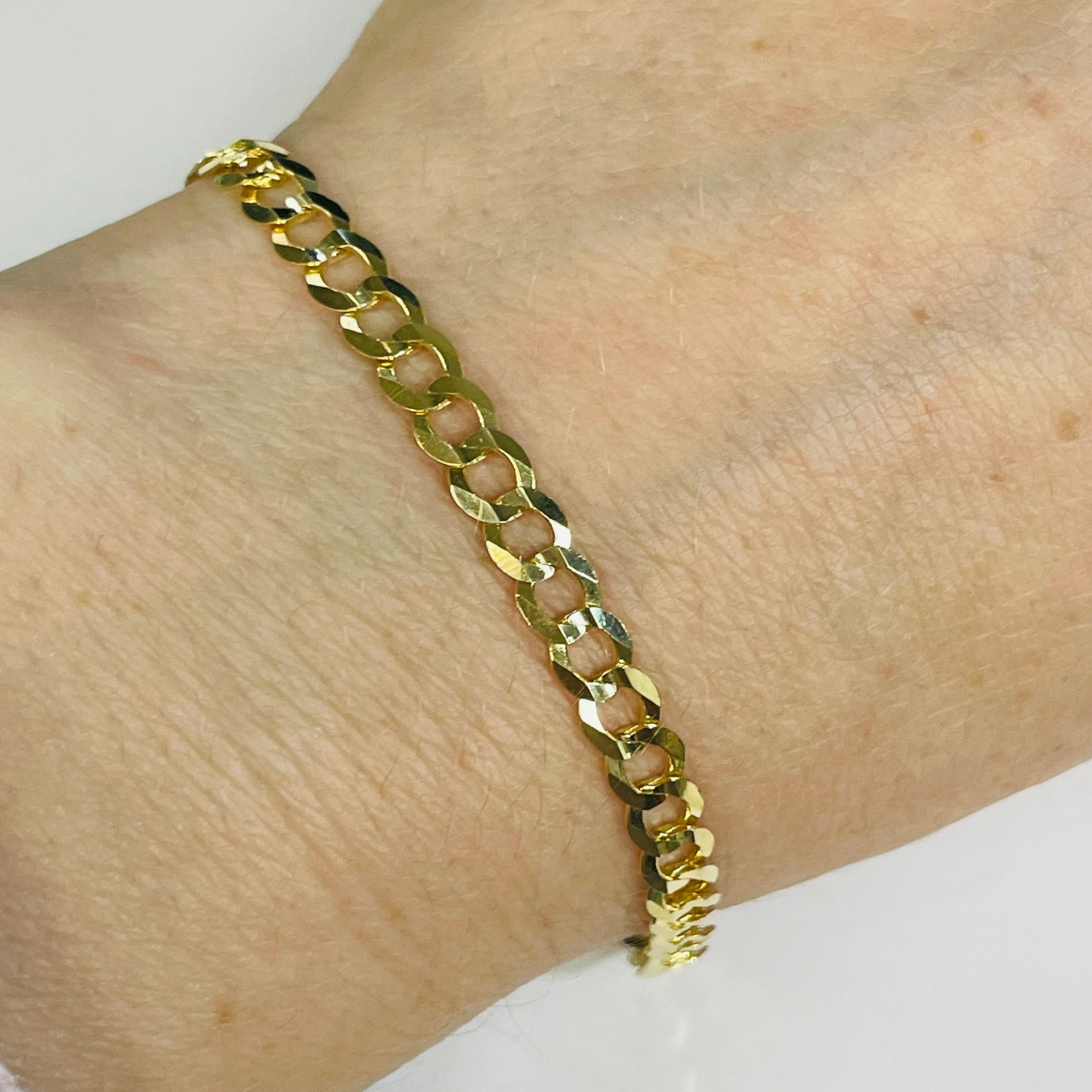 14K Yellow Gold 5mm Curb Chain Bracelet