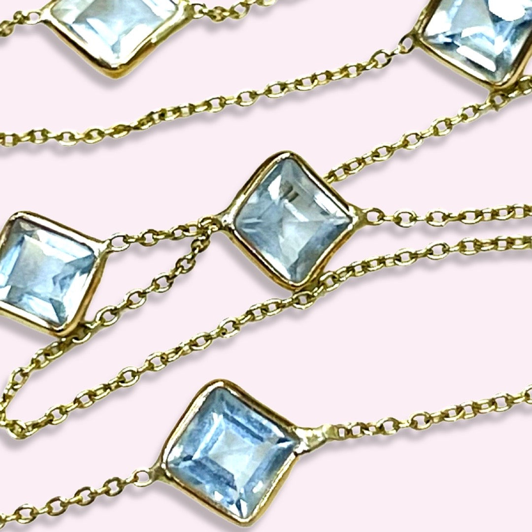 Aquamarine by The Yard Necklace in 14k Yellow Gold 16"