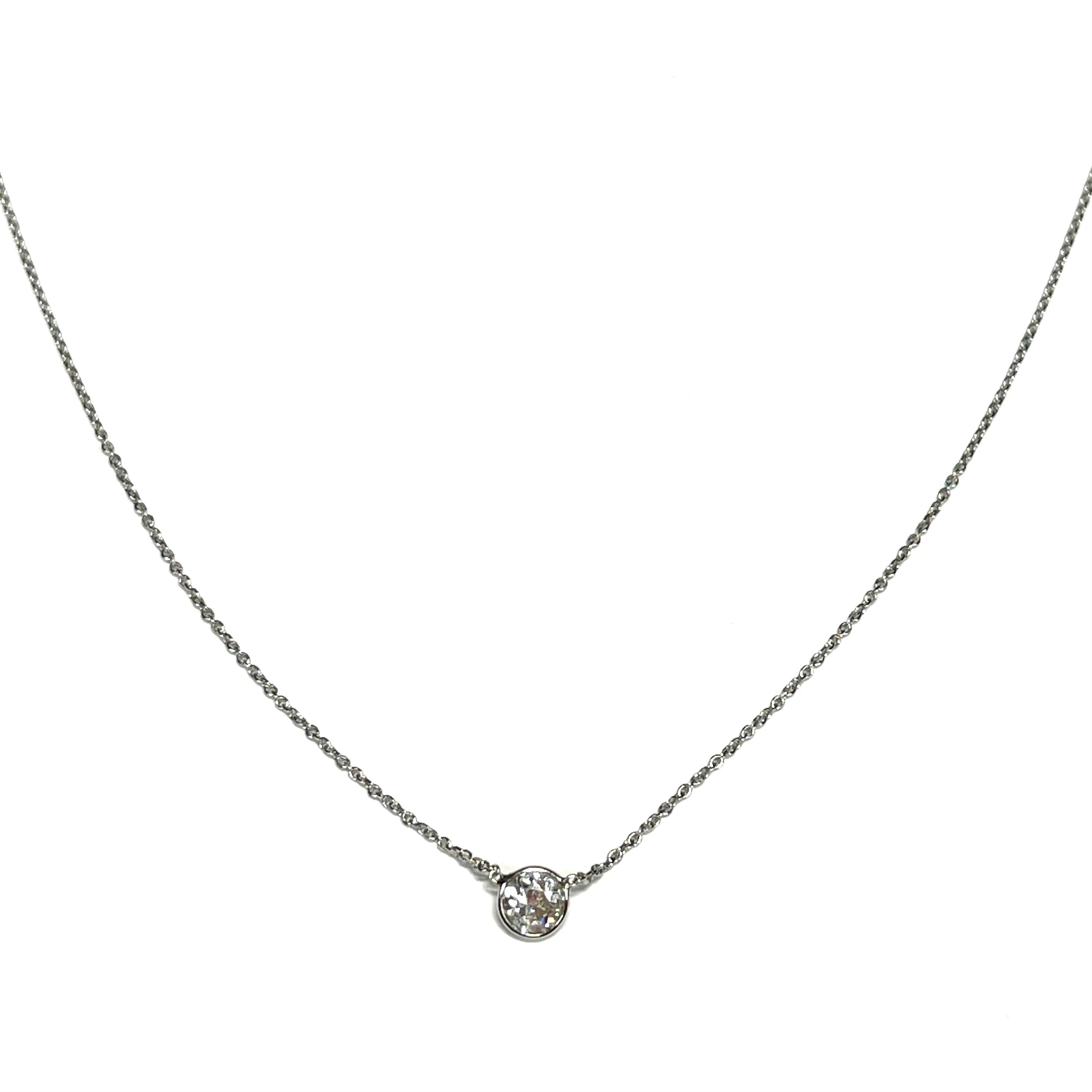 Round Diamond 14K White Gold Solitaire Necklace