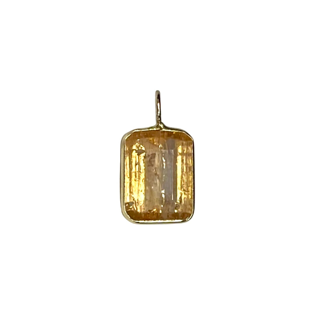 Natural Imperial Topaz 14K Yellow Gold Pendant Charm 16x8.5mm