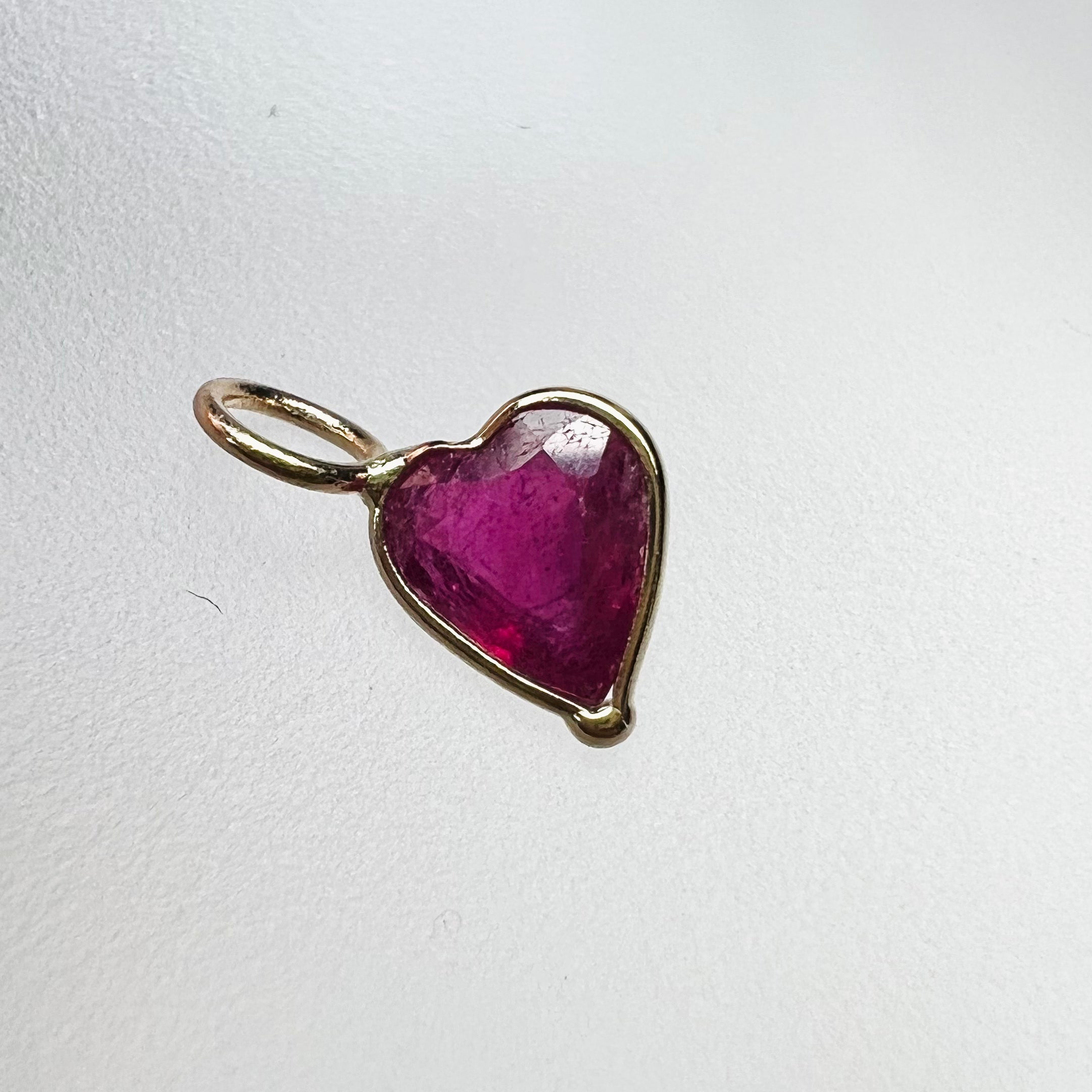 1.07CT Natural Ruby Heart 14K Yellow Gold Pendant Charm 10x6mm