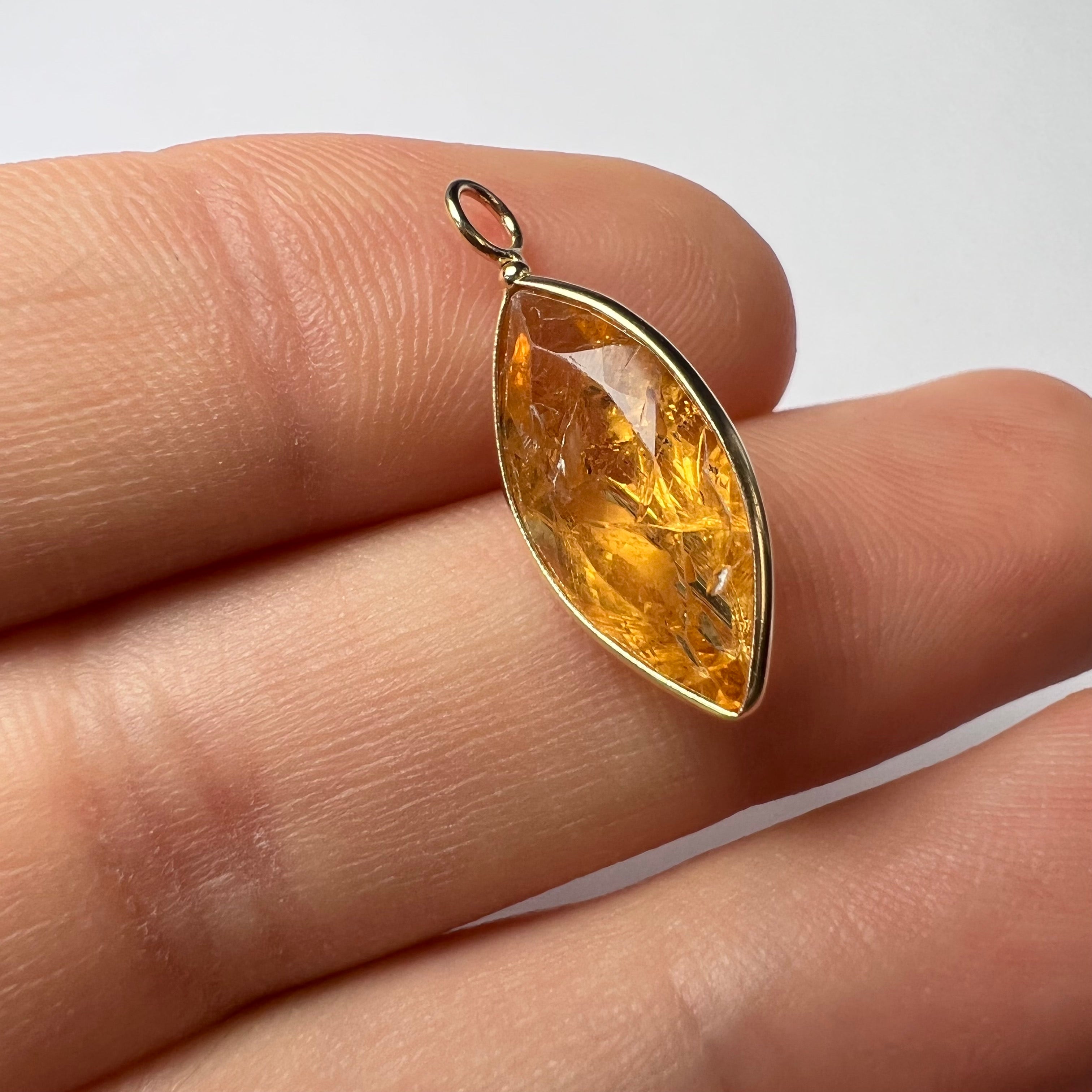 Natural Marquise Imperial Pear Topaz 14K Yellow Gold 20x9mm