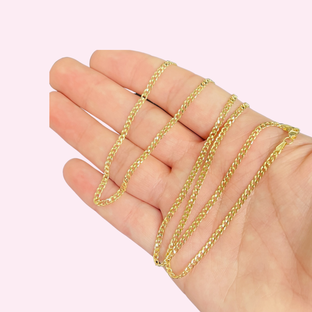 10K Yellow Gold Cuban Link Necklace Chain 2.50mm