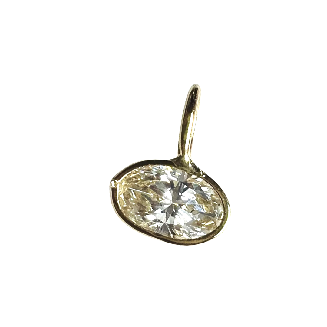 .40ct Oval Diamond Pendant Charm 14K Gold 7.5x6mm