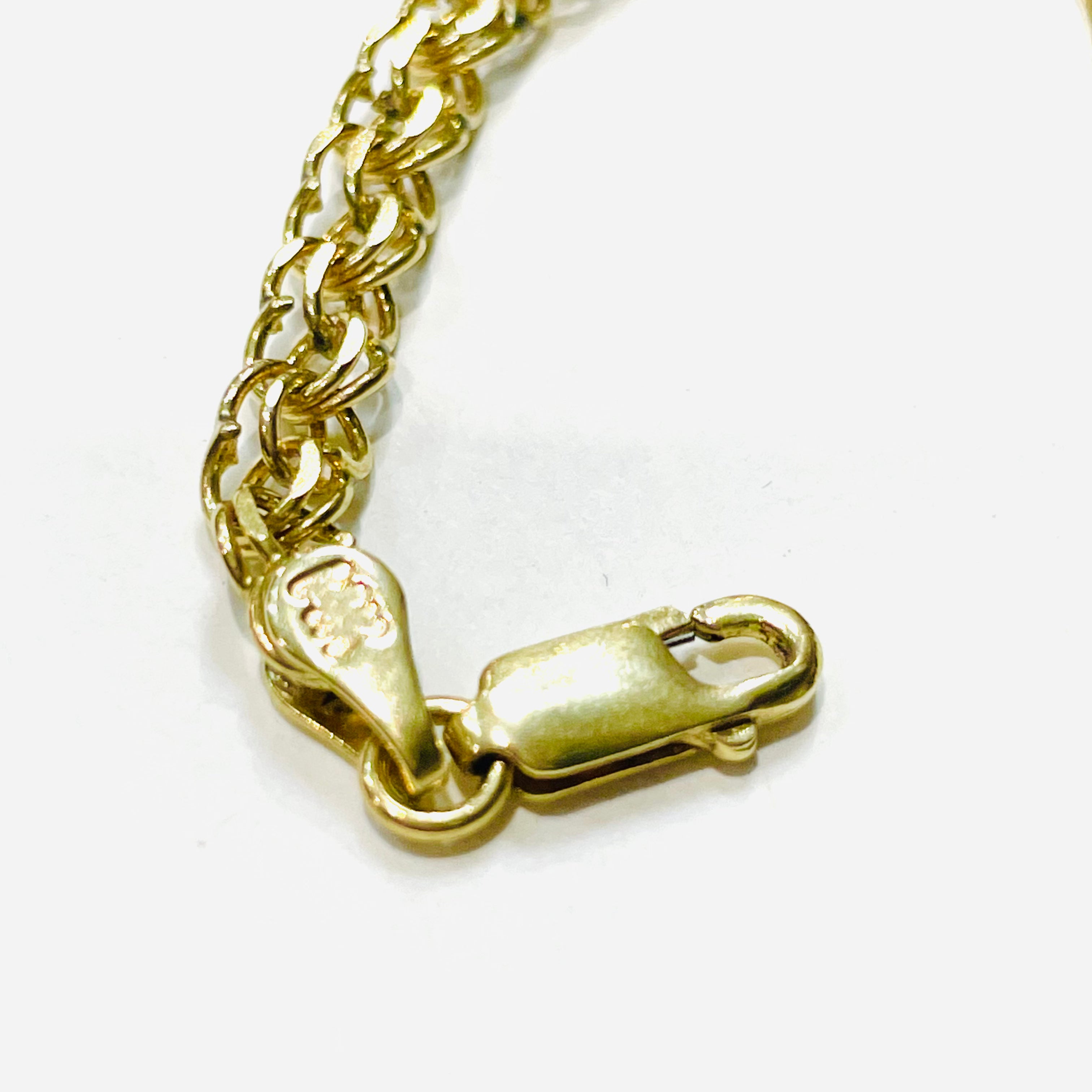 7” 5mm 14K Solid Yellow Gold Charm Link Bracelet