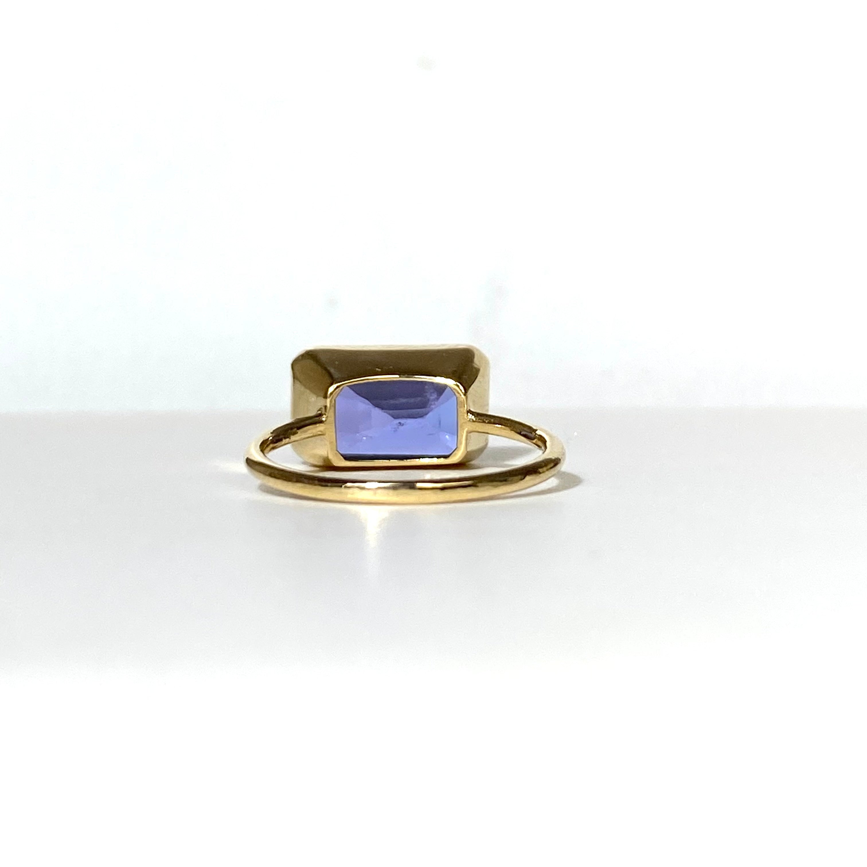 2.8CT Tanzanite 18K Yellow Gold Solitaire Stacking Ring Size 5