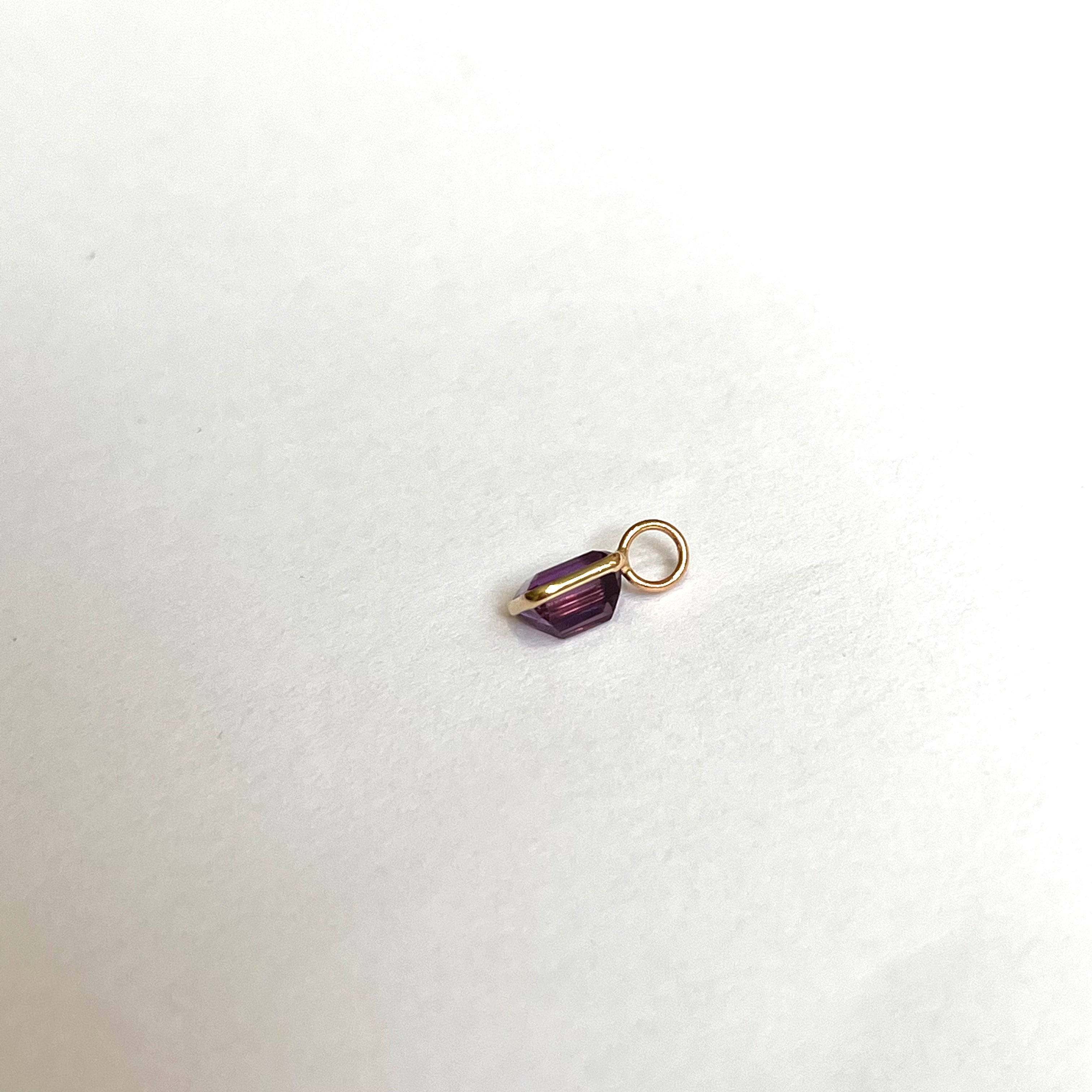 .90ct Natural Amethyst 14K Yellow Gold Pendant Charm 11x6mm