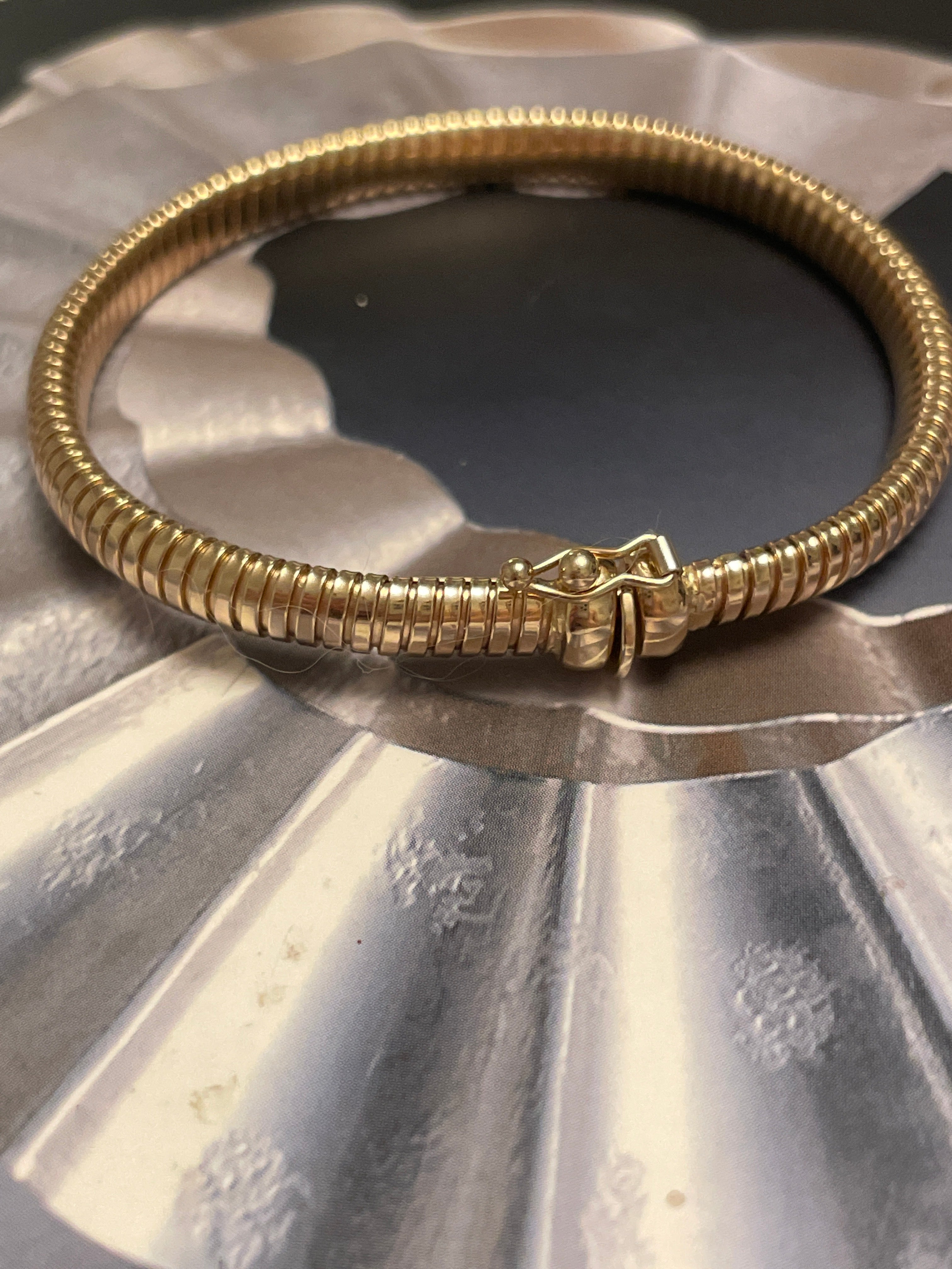 14K Yellow Gold 6mm 7” Tubogas Bracelet