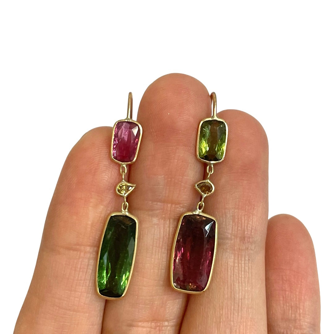 Tourmaline Diamond Earrings