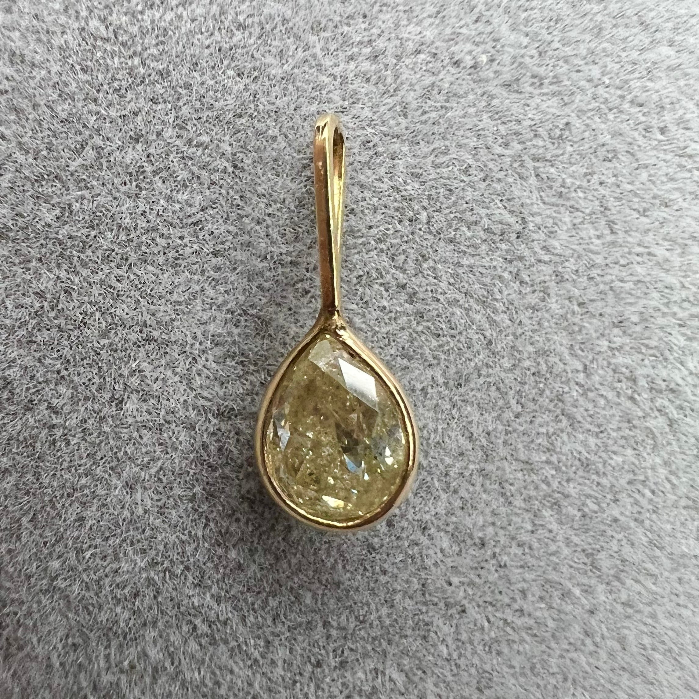 .33CT Pear Yellow Diamond Pendant Charm