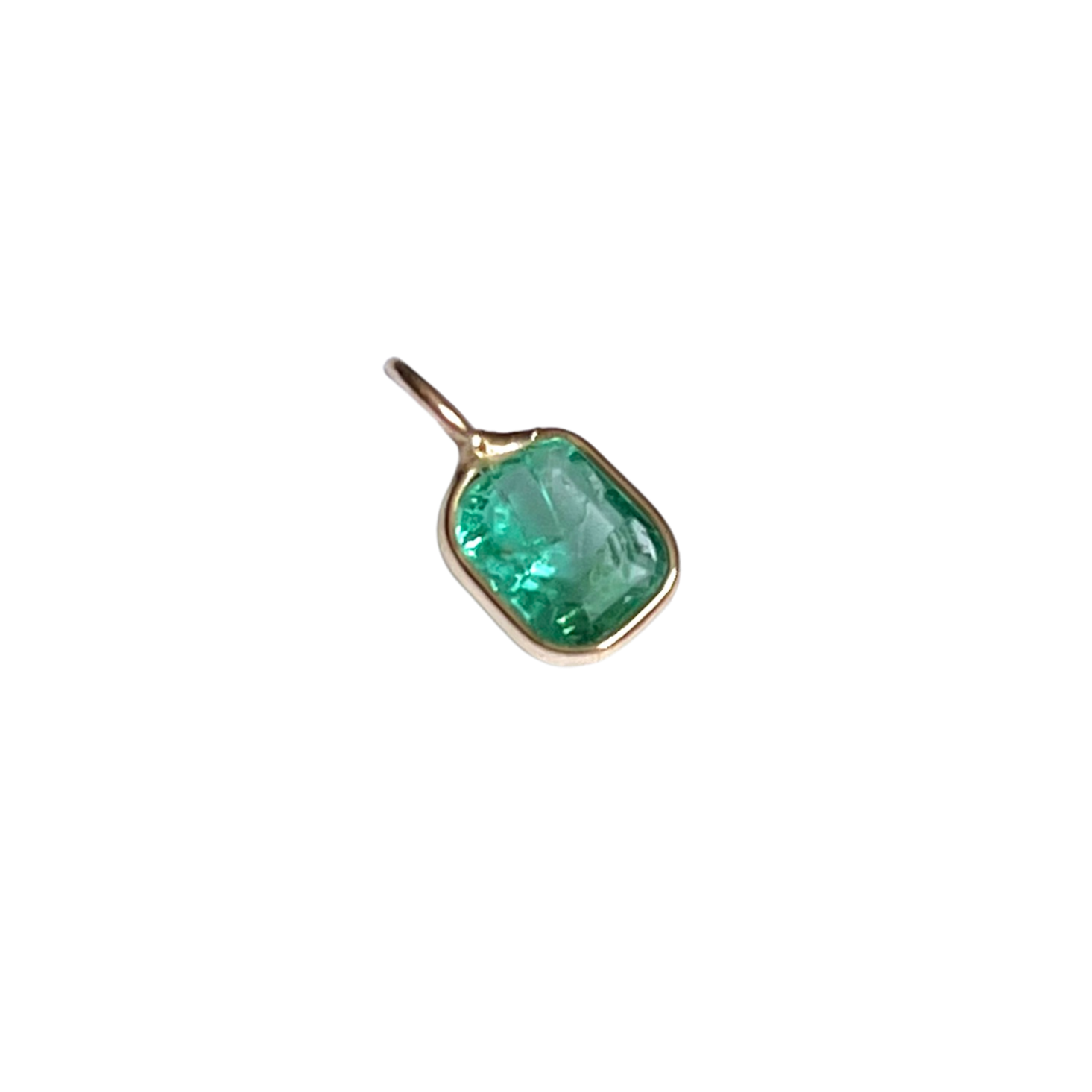 .63ct Square Colombian Emerald 14K Yellow Gold Pendant Charm