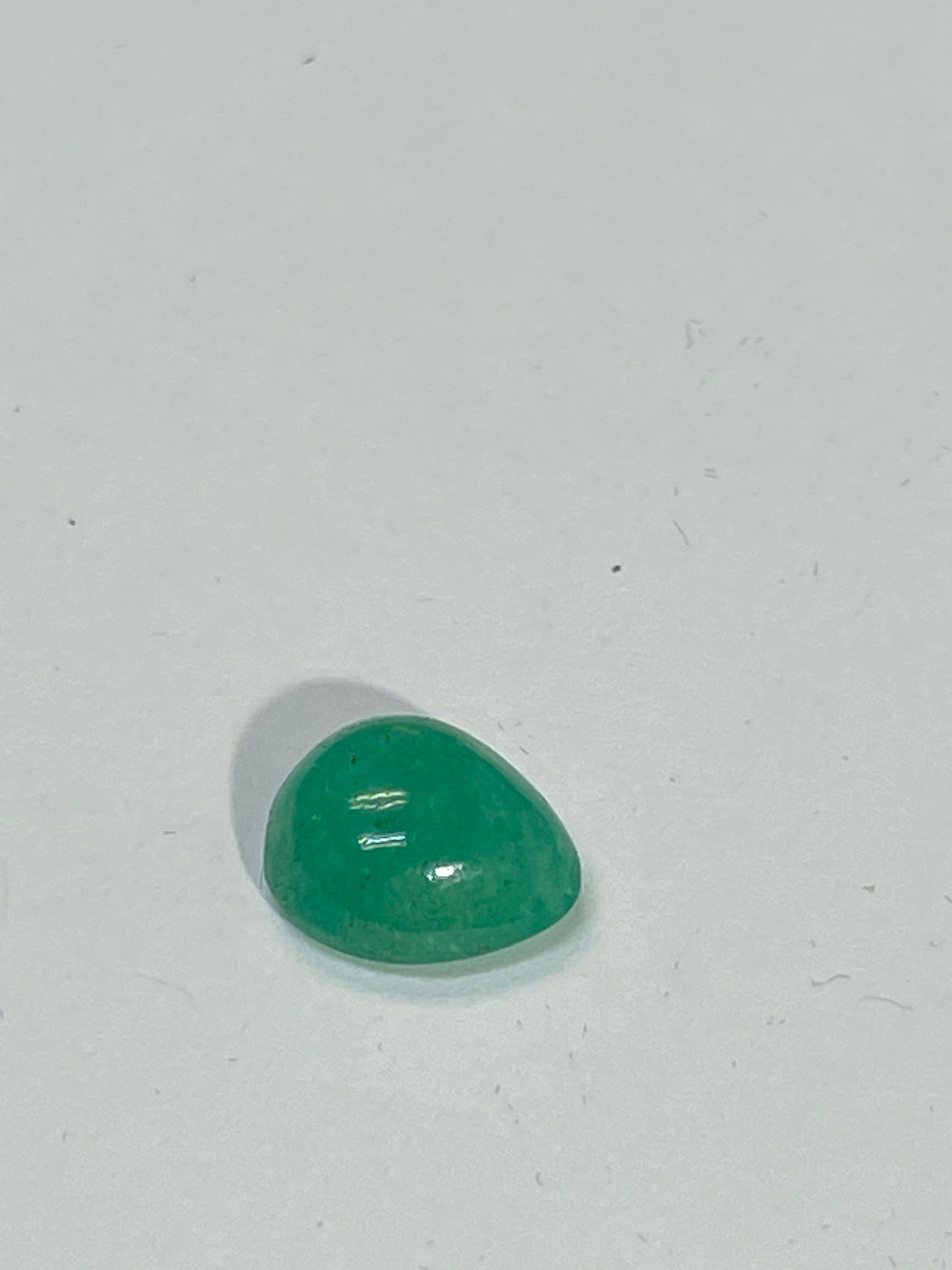 4.22CT Natural Emerald Loose Pear Cabochon 11x10mm