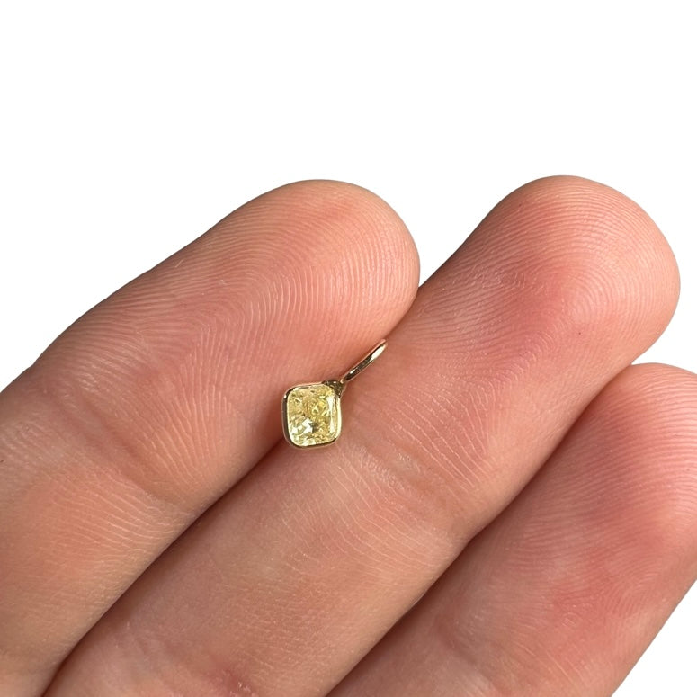 .30CT Canary Yellow Cushion  Diamond Pendant Charm