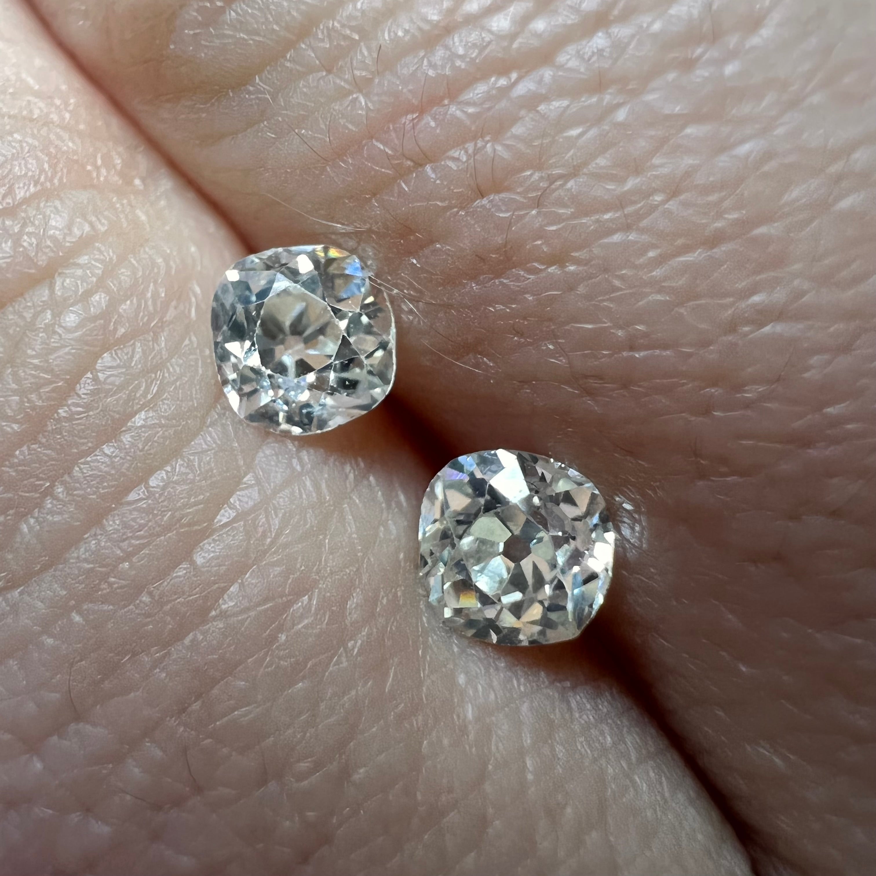 1.13CT Old Mine Diamond Pair L VS1 5mm Natural Earth mined