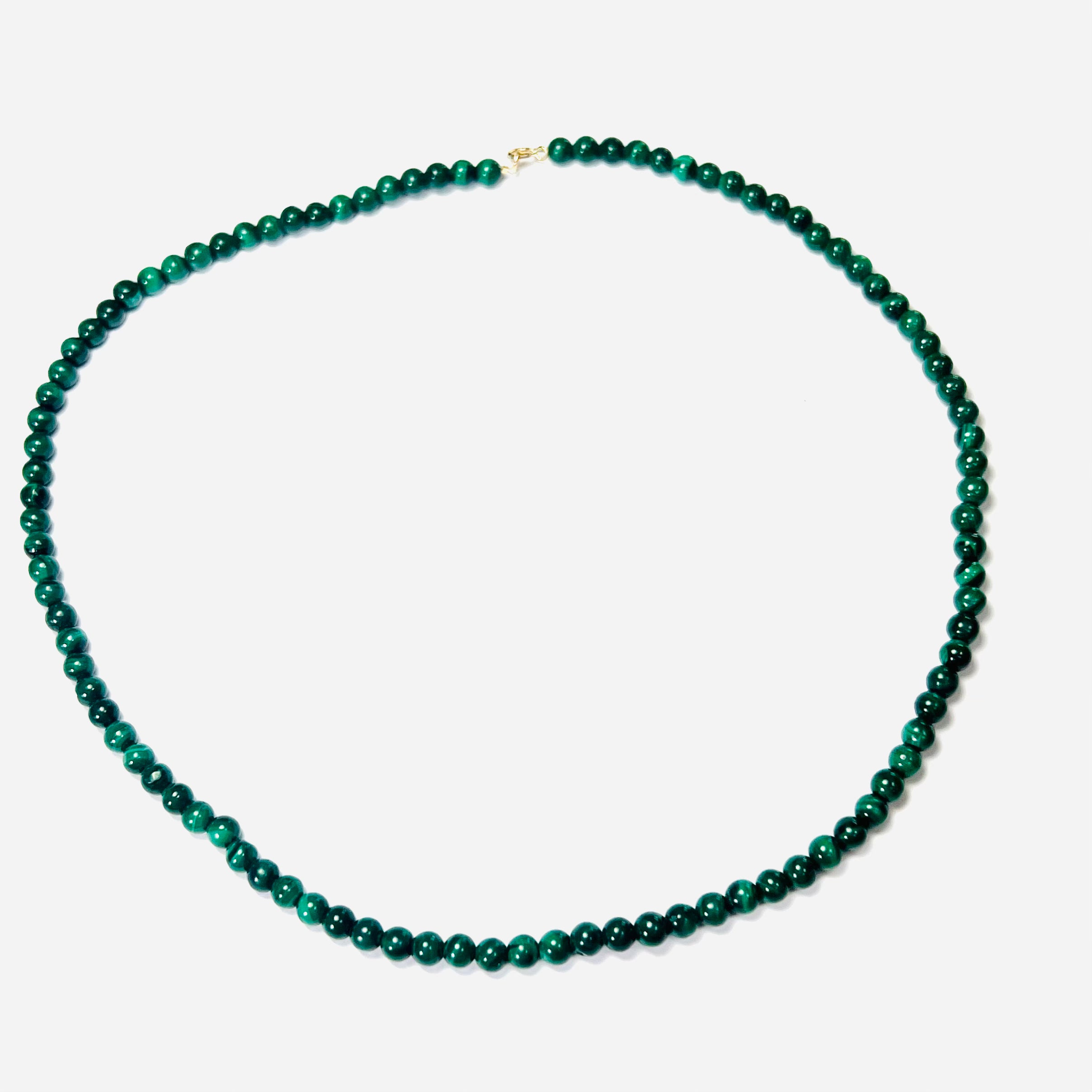 Malachite 16.5" 14K Yellow Gold Necklace