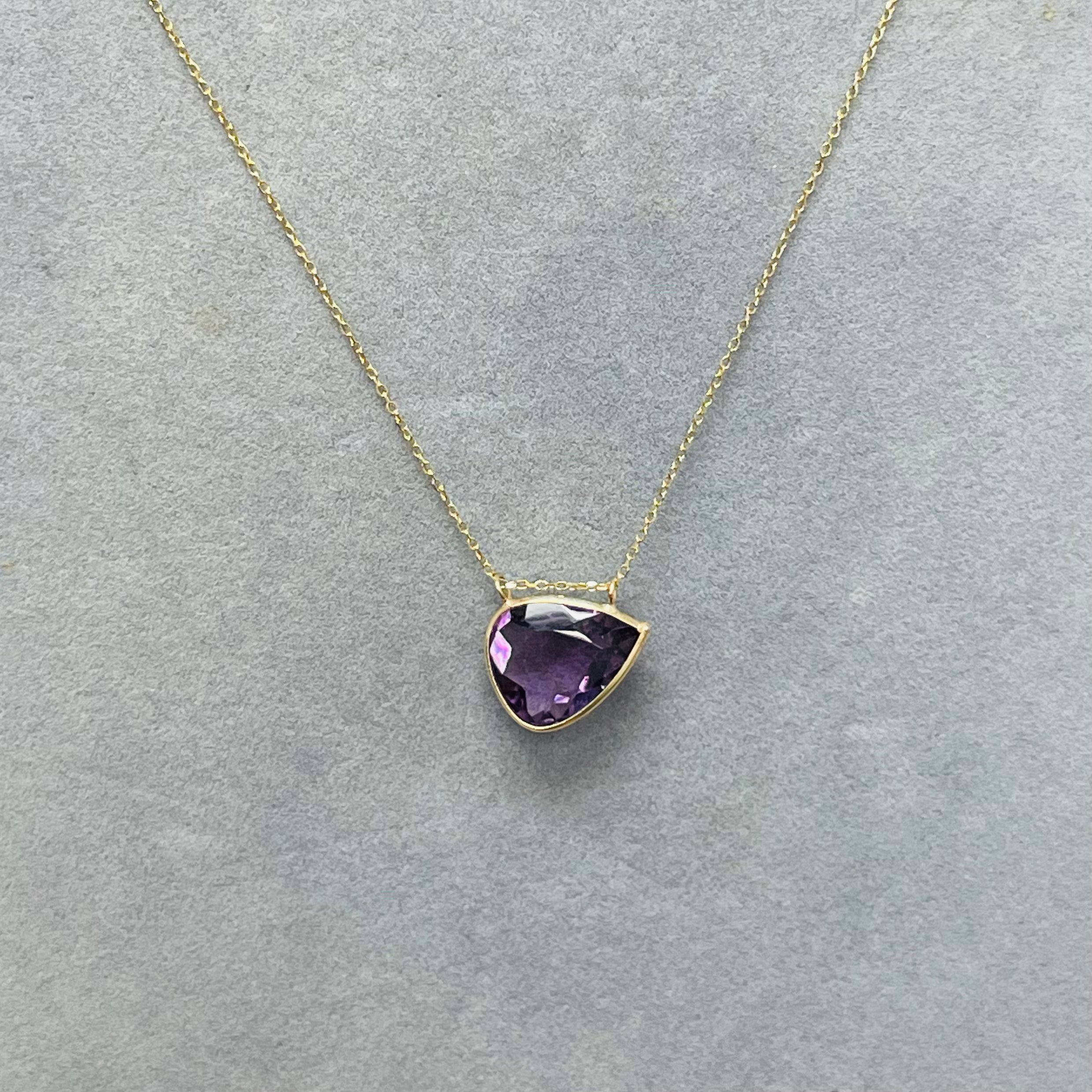 Amethyst Necklace in 14k Yellow Gold