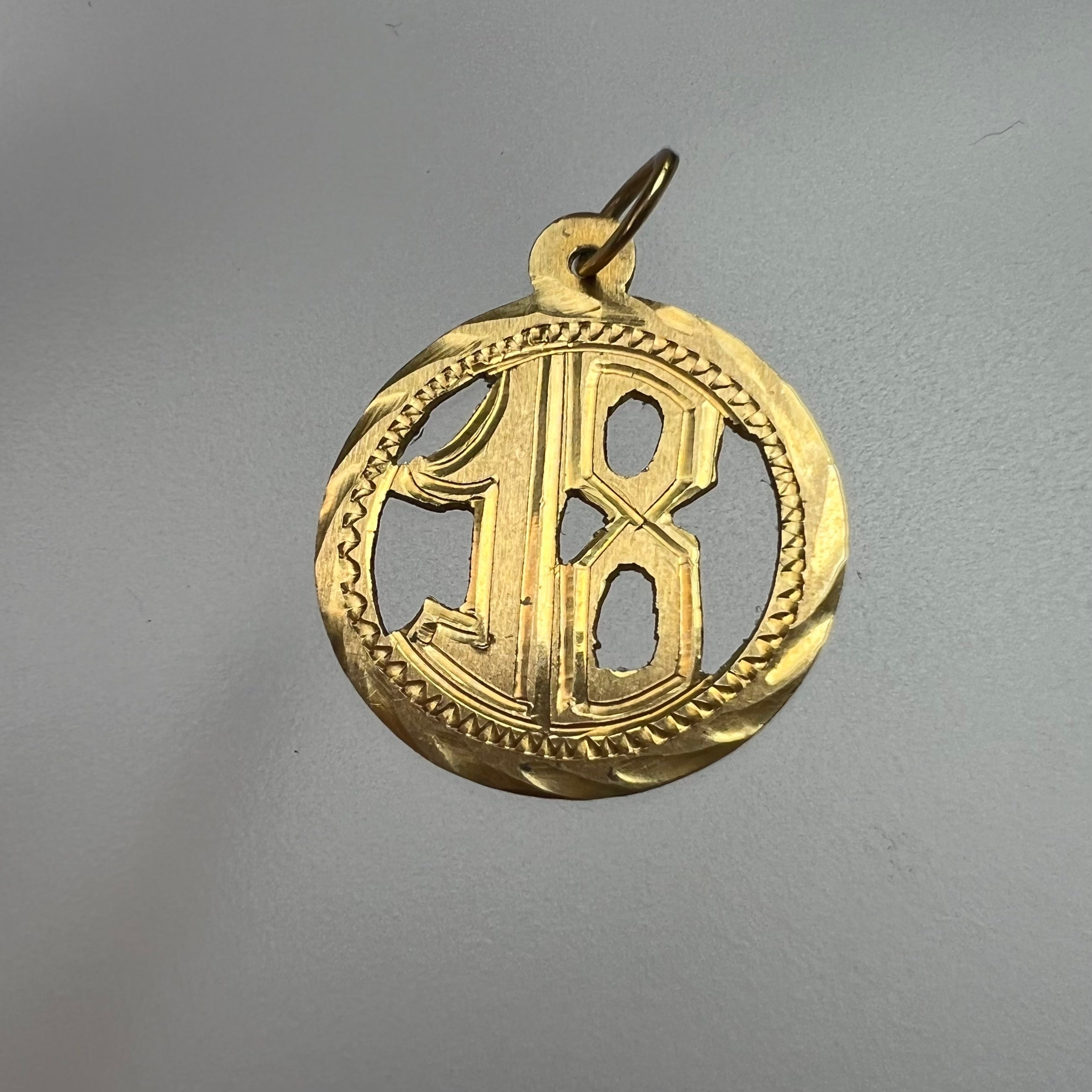 Circle Number 18 Pendant 14K Yellow Gold