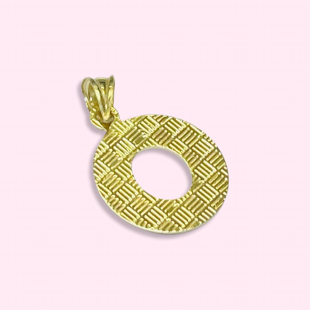 Initial O Puffy  Balloon Letter 10K Yellow Gold Pendant